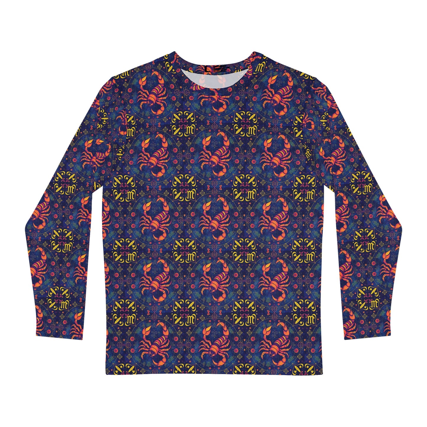 Men's Long Sleeve Shirt, (AOP), Scorpio, Zodiac v4, Pattern