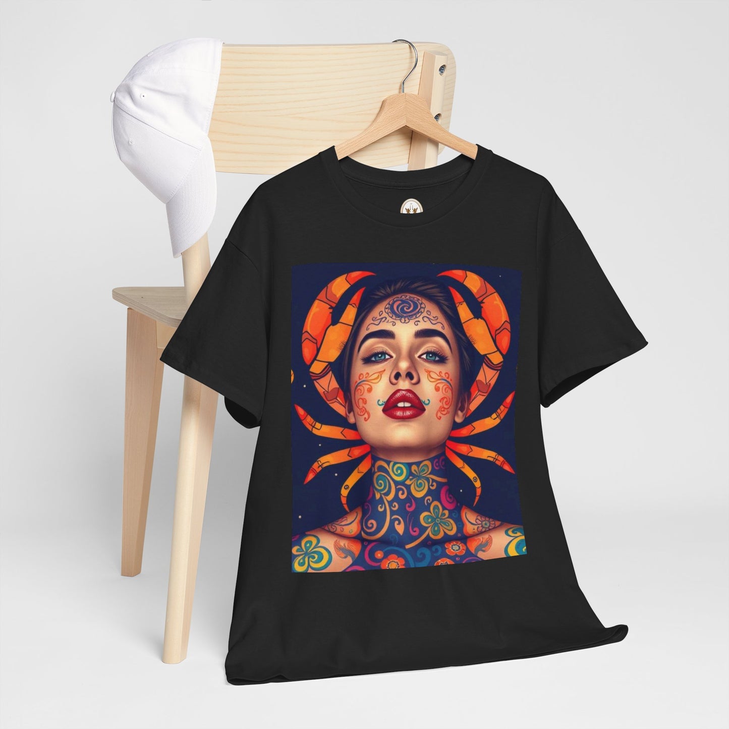 Unisex Heavy Cotton T-Shirt, Cancer, Zodiac v2, Sexy Art