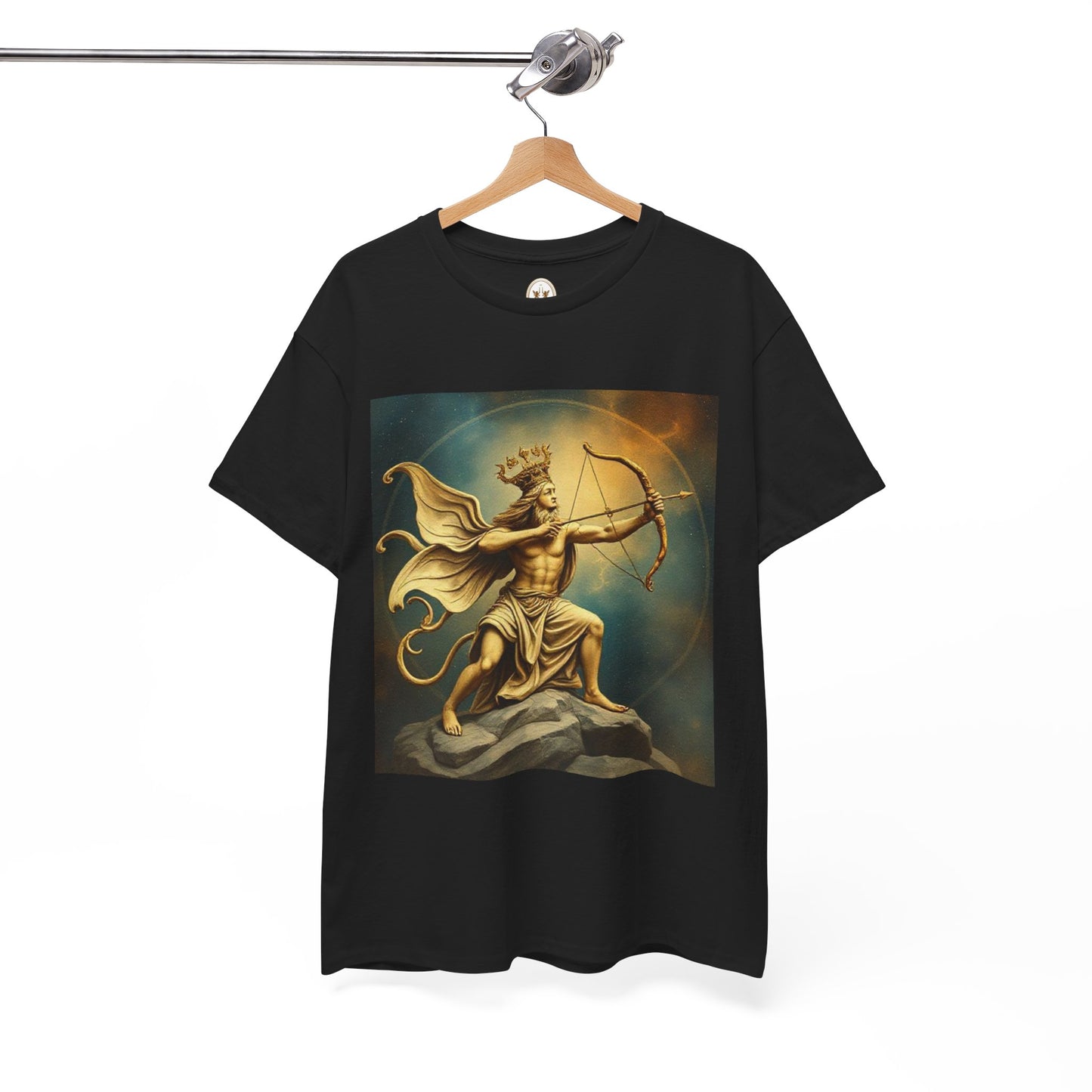 Unisex Heavy Cotton T-Shirt, Sagittarius King, Bow & Arrow v1, Zodiac Design