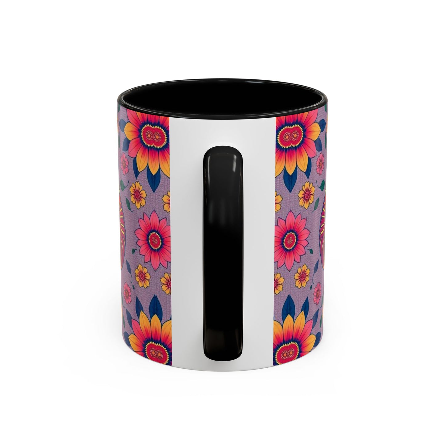 Accent Coffee Mug, Pisces, Zodiac v2, Flower Pattern, (11, 15oz)
