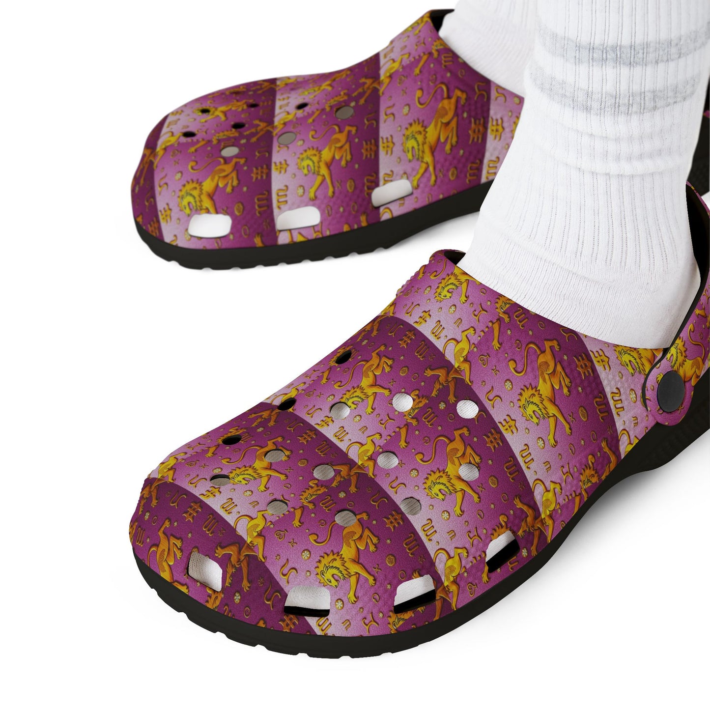 EVA Foam Rubber Shoes, (AOP), Leo, Zodiac v2, Pattern