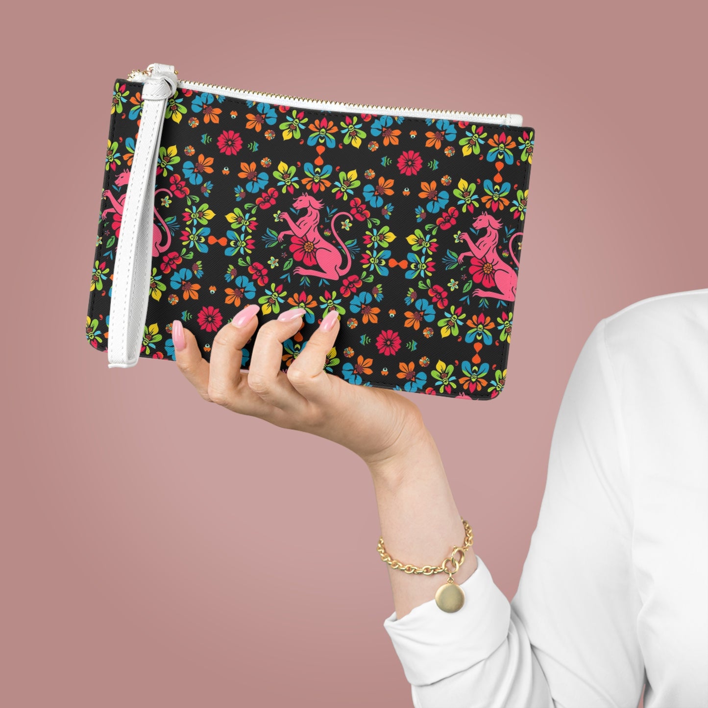 Clutch Bag, Virgo, Zodiac v3, Flower Pattern