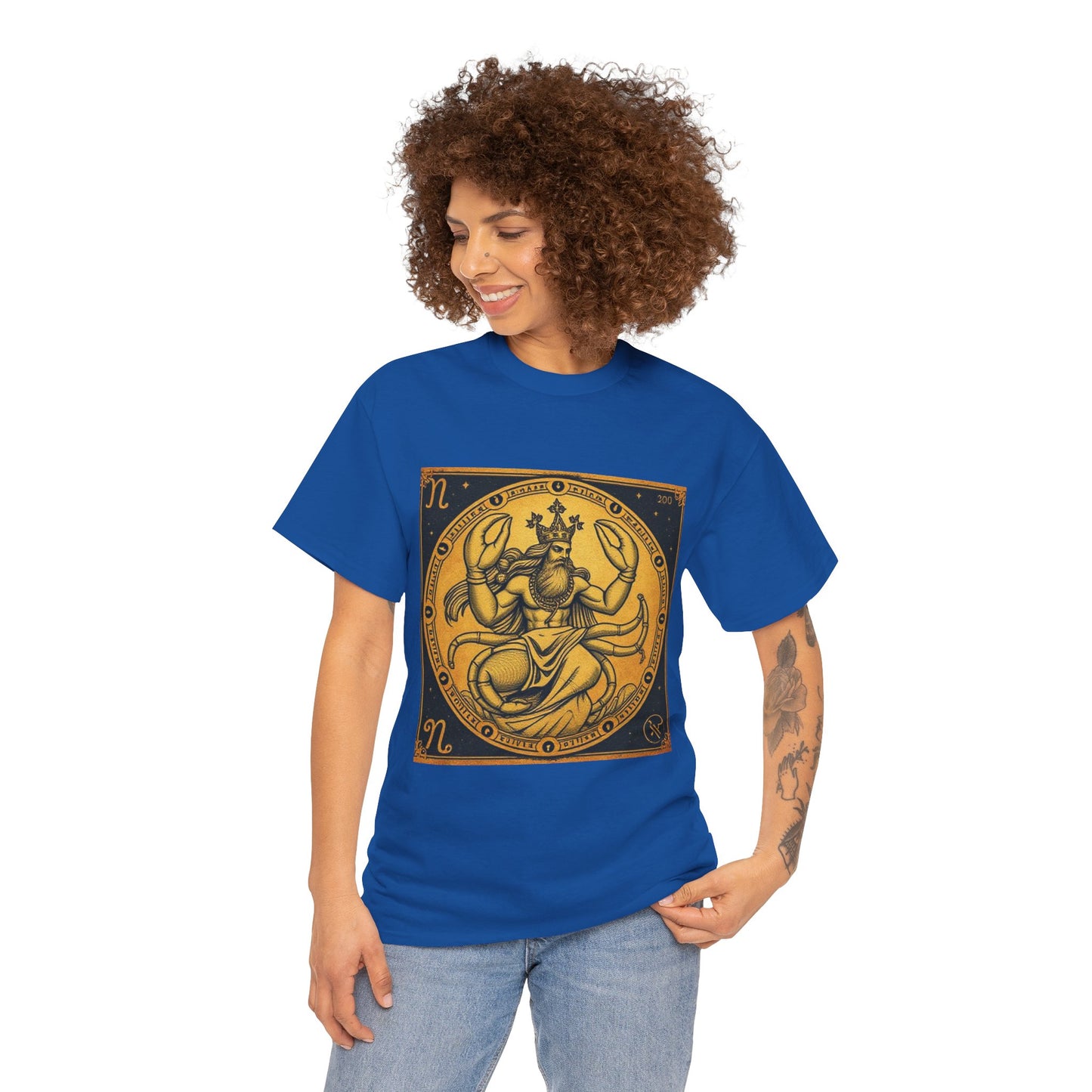 Unisex Heavy Cotton T-Shirt, Crab King, Cancer Zodiac Design