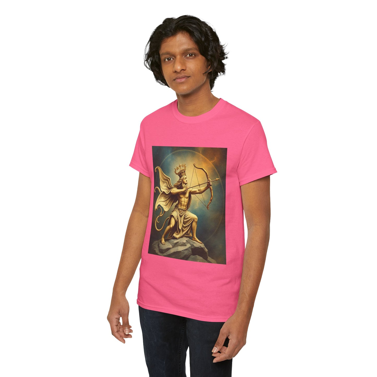 Unisex Heavy Cotton T-Shirt, Sagittarius King, Bow & Arrow v1, Zodiac Design