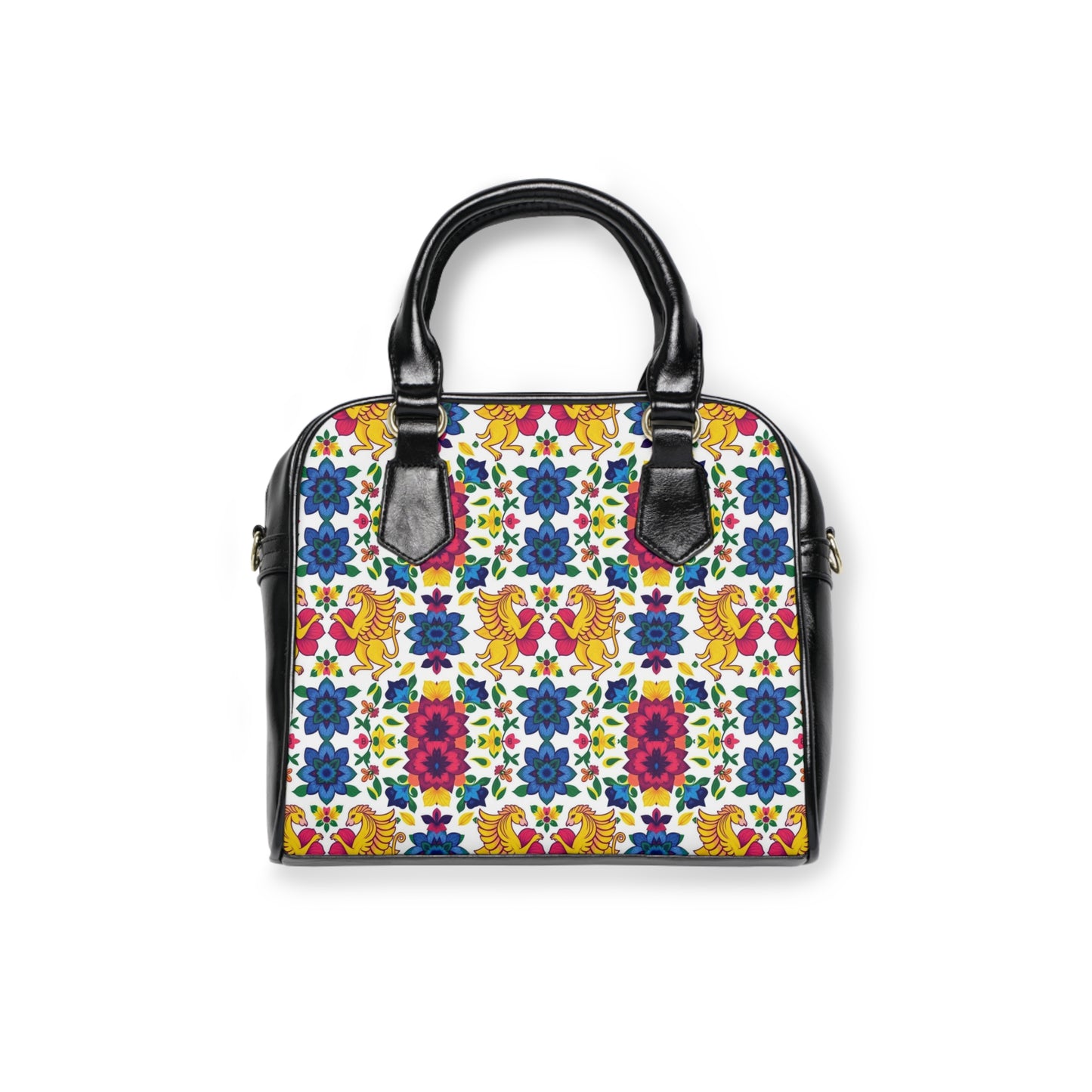 Shoulder Handbag, Gemini, Zodiac v2, Flower Pattern