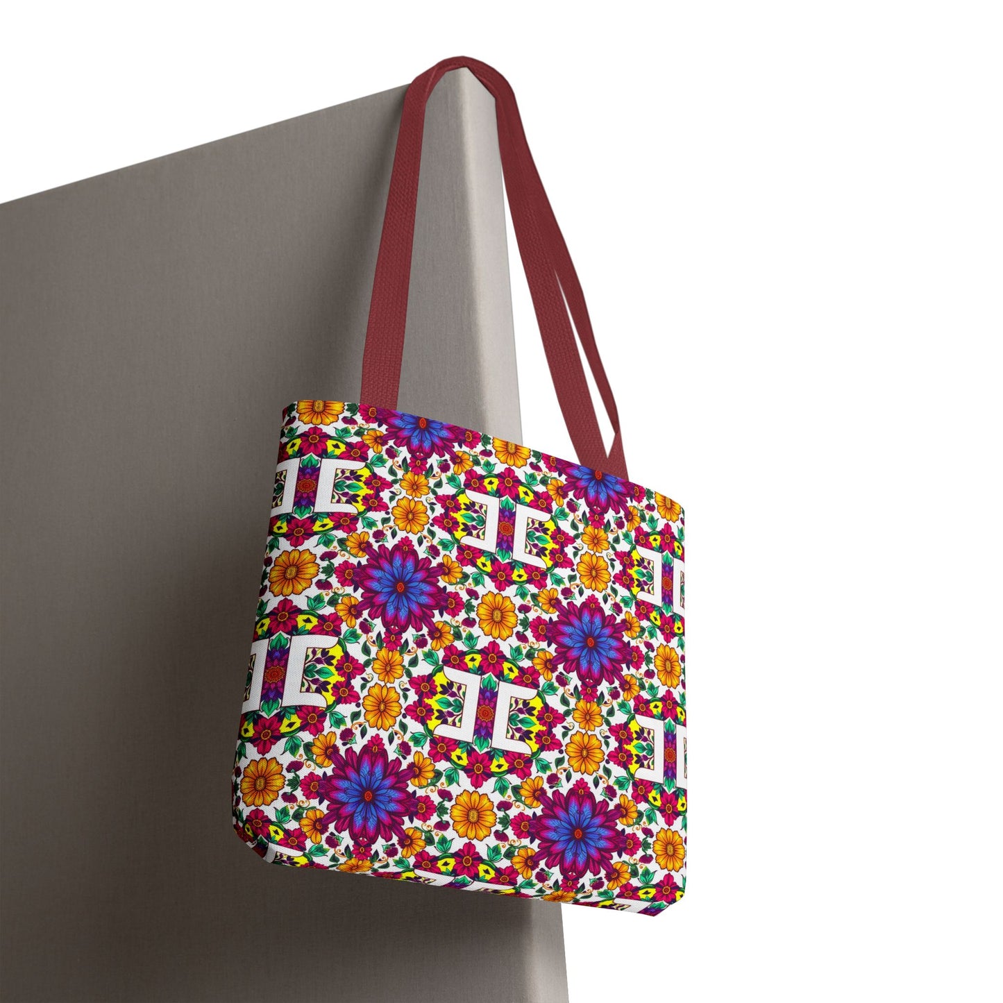 Tote Bag, (AOP), Gemini, Zodiac v3, Flower Pattern