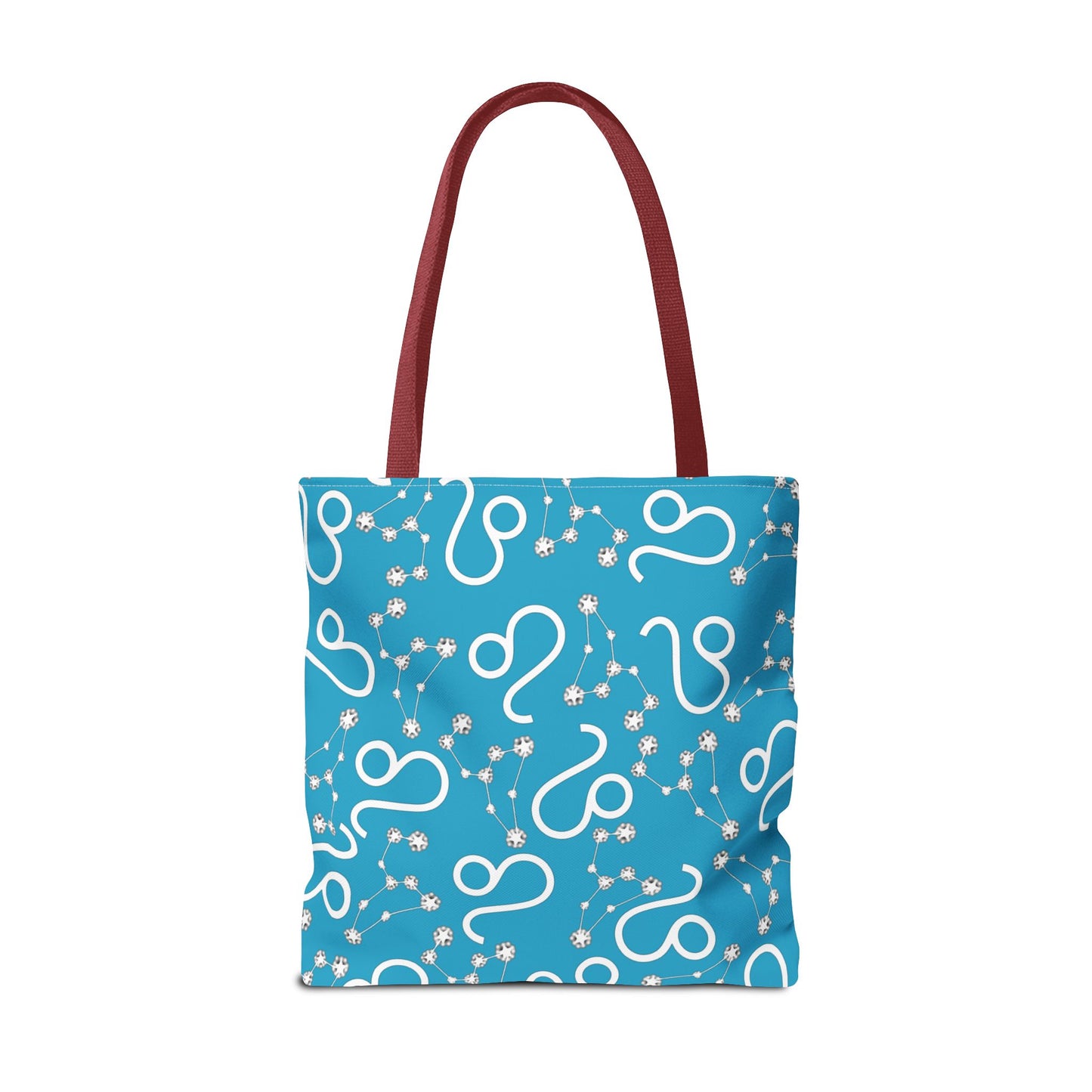 Tote Bag, Leo Zodiac Sign, AOP, (Turquoise, White)