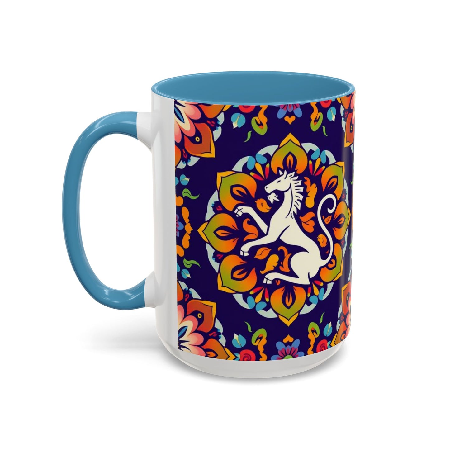 Accent Coffee Mug, Virgo, Zodiac v4. Flower Pattern, (11, 15oz)