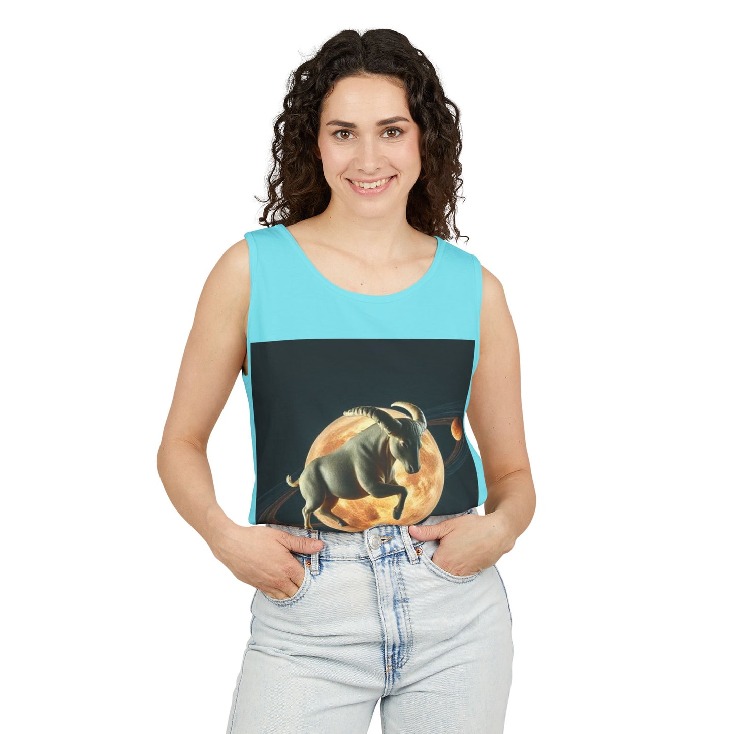 Unisex Garment-Dyed, Tank Top, Taurus Design, Planet Animal, 100% US cotton