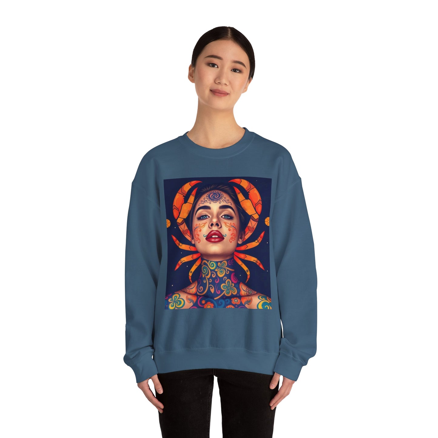Unisex Heavy Blend™ Crewneck Sweatshirt, Cancer, Zodiac v1, Sexy Pattern