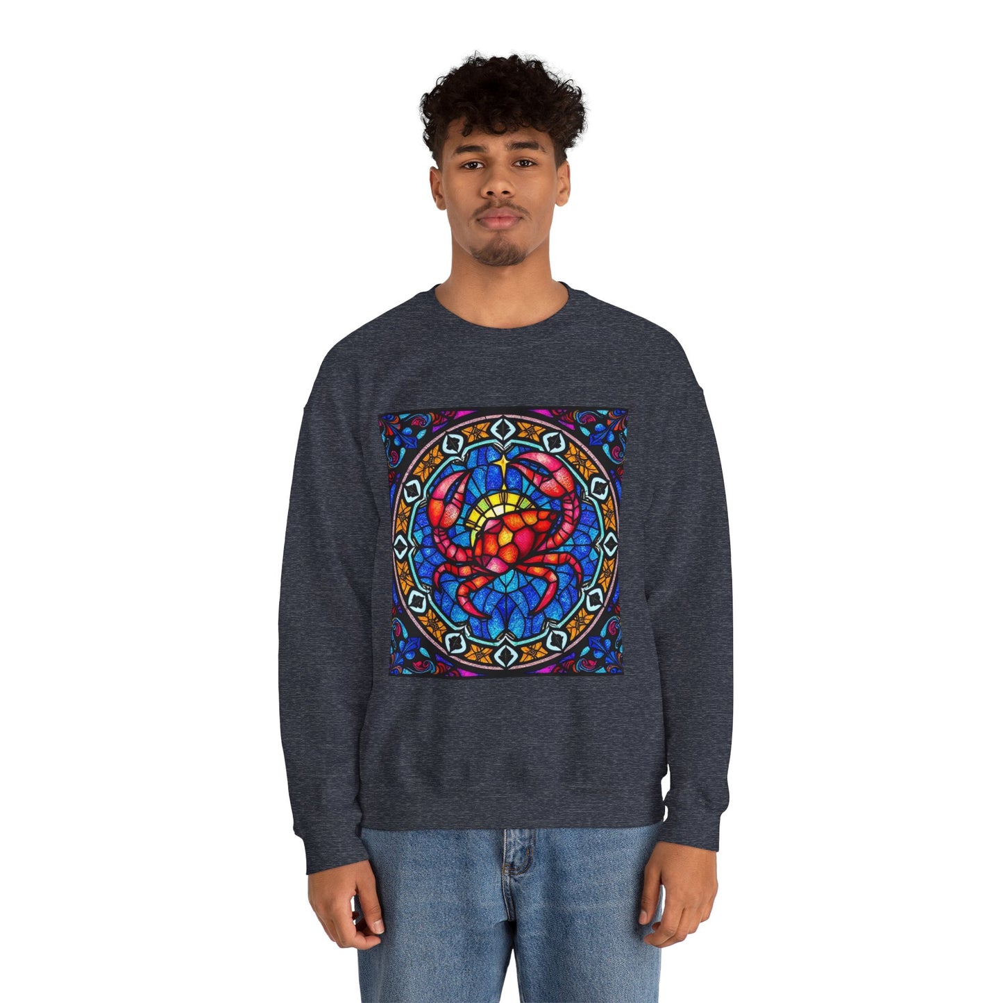 Unisex Heavy Blend™ Crewneck Sweatshirt, Glass 1, Cancer Zodiac Design