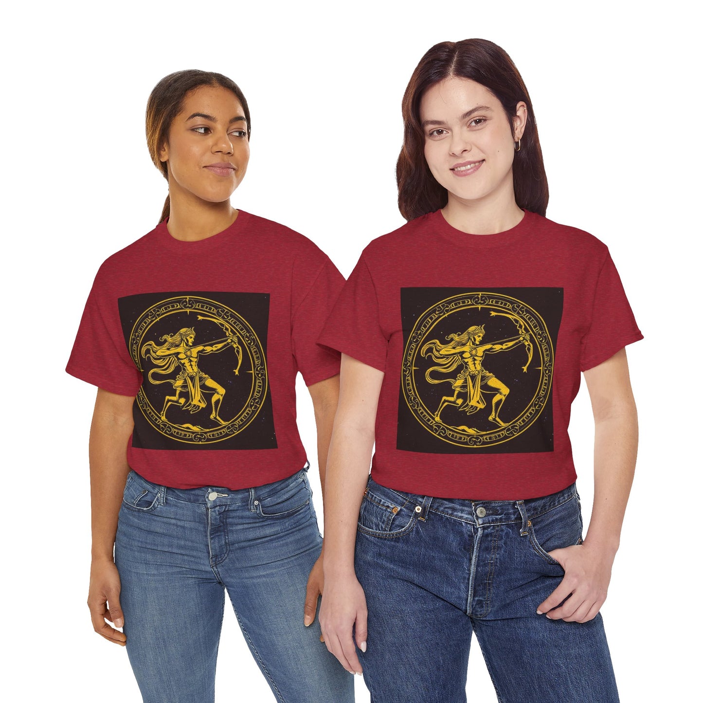Unisex Heavy Cotton T-Shirt, Mythical Faun/Satyr, Sagittarius Zodiac Design