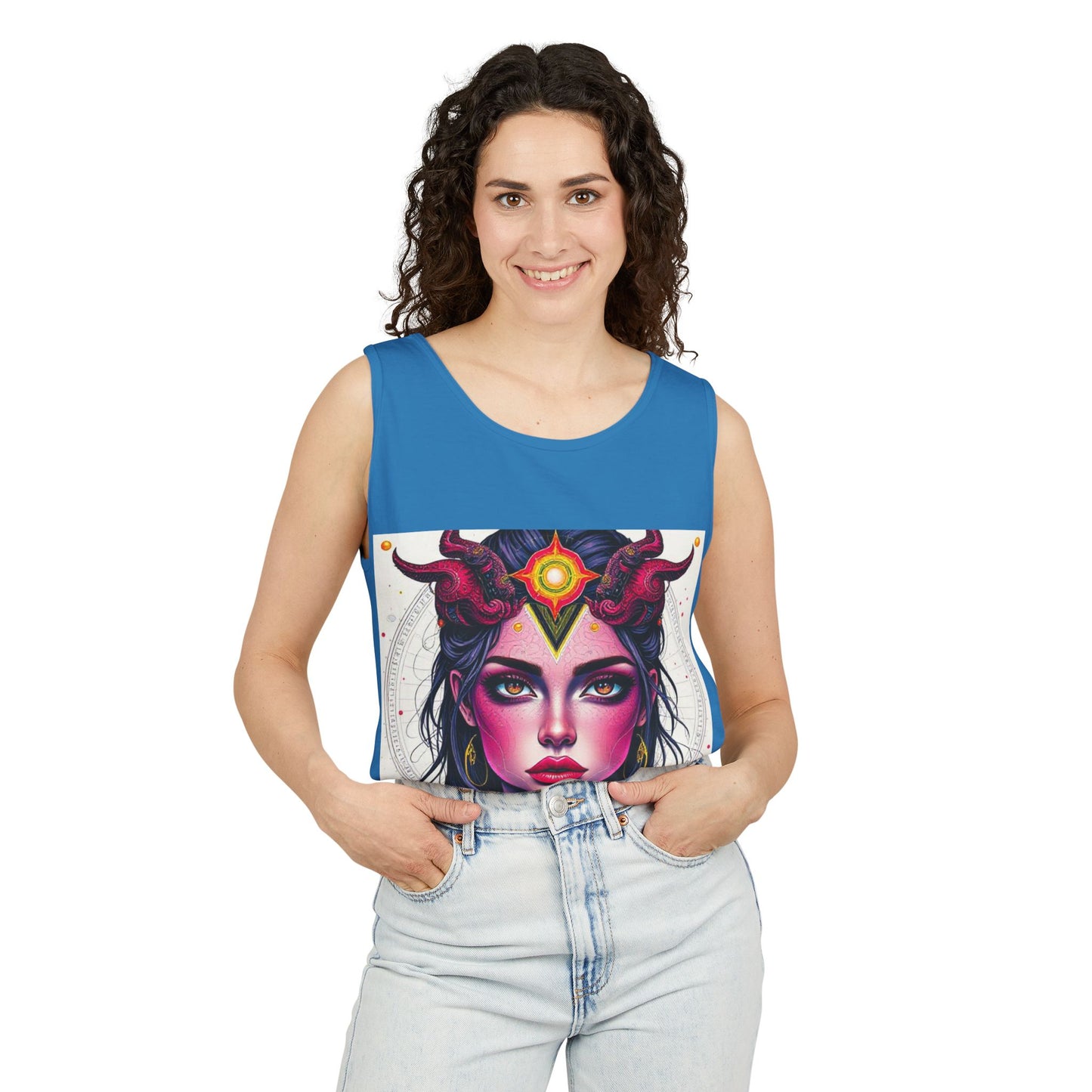 Unisex Garment-Dyed, Tank Top, Virgo Design, Pop Art, 100% US cotton