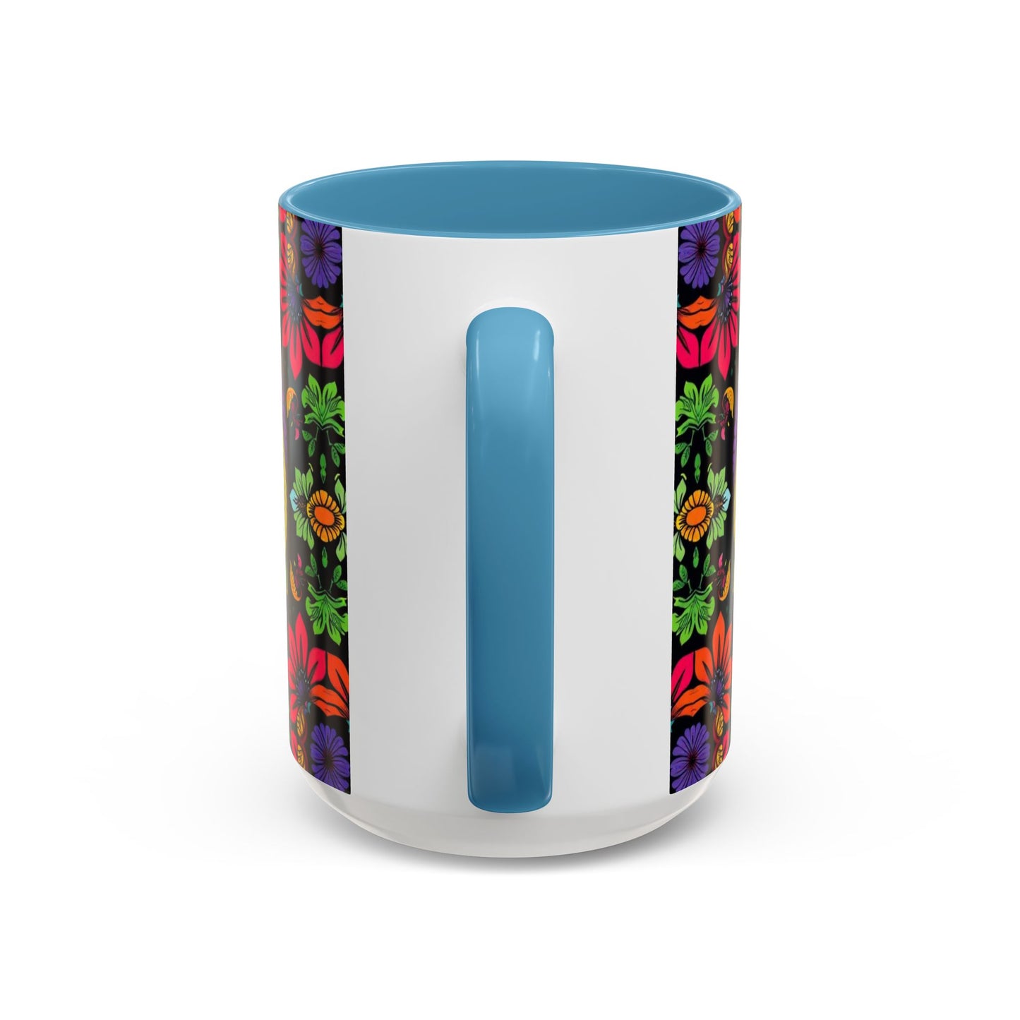 Accent Coffee Mug, Pisces, Zodiac v3, Flower Pattern, (11, 15oz)