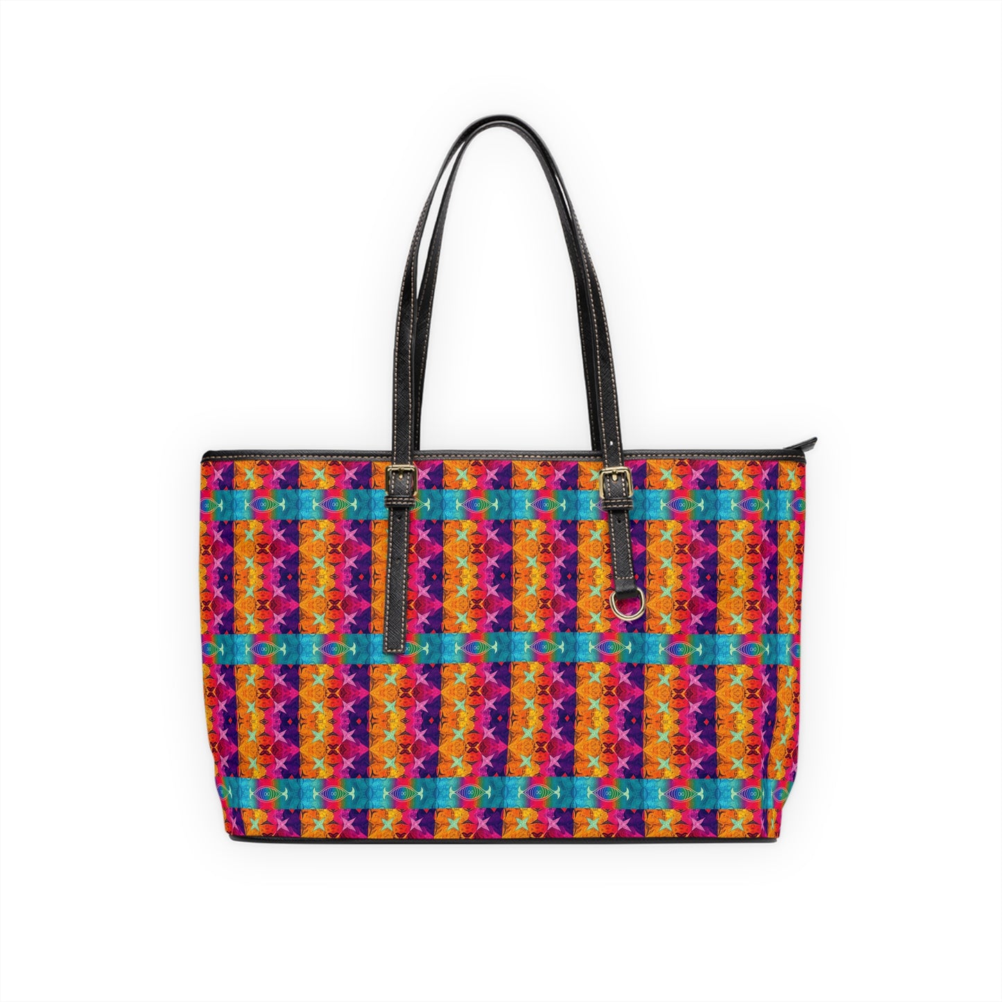 Leather Shoulder Bag, Pisces, Zodiac v1, Shapes Pattern