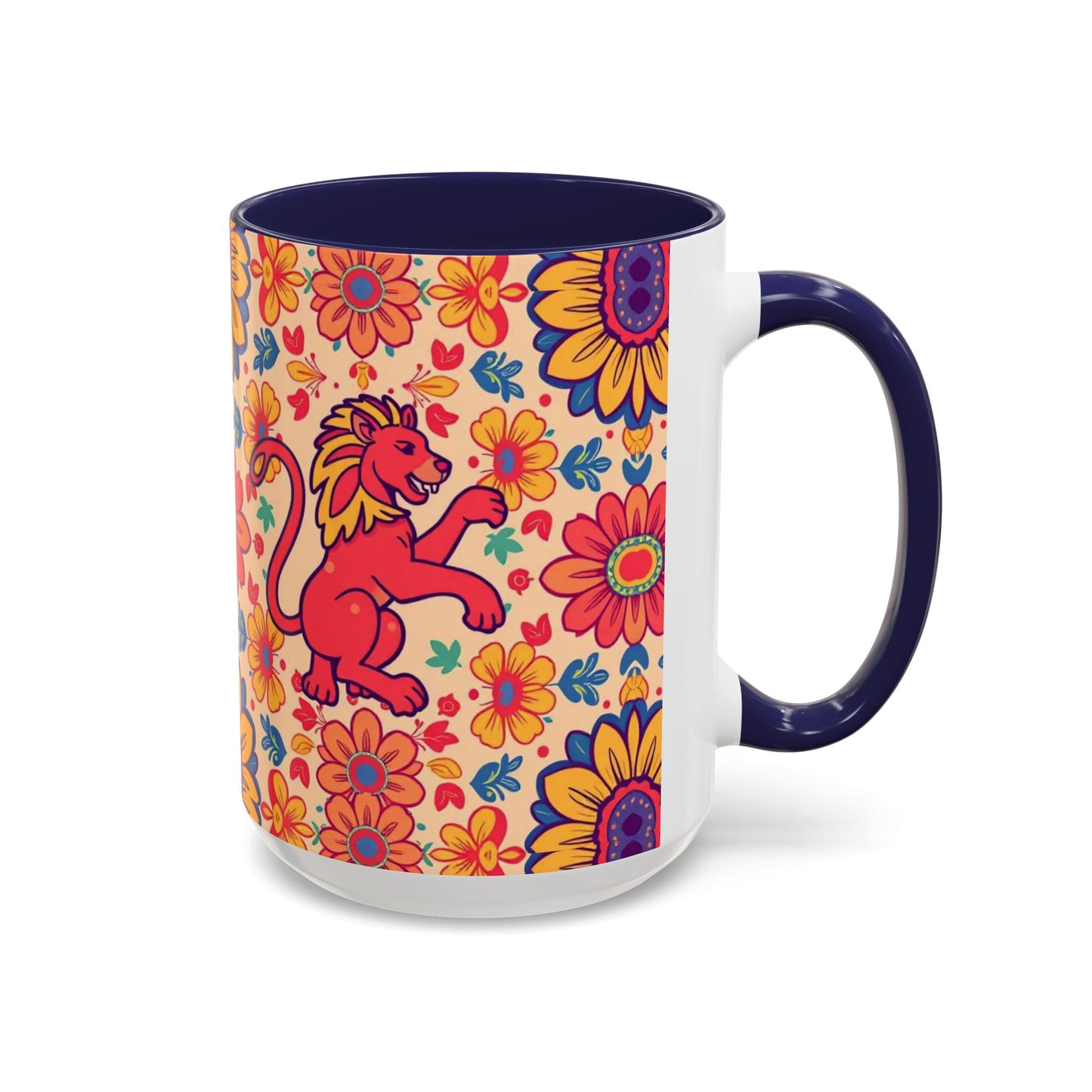 Accent Coffee Mug, Leo, Zodiac, Flower Pattern, (11, 15oz)