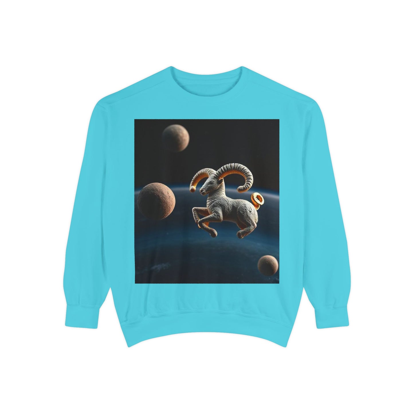 Garment-Dyed Sweatshirt, Unisex, Space Animal Design v1, Aries