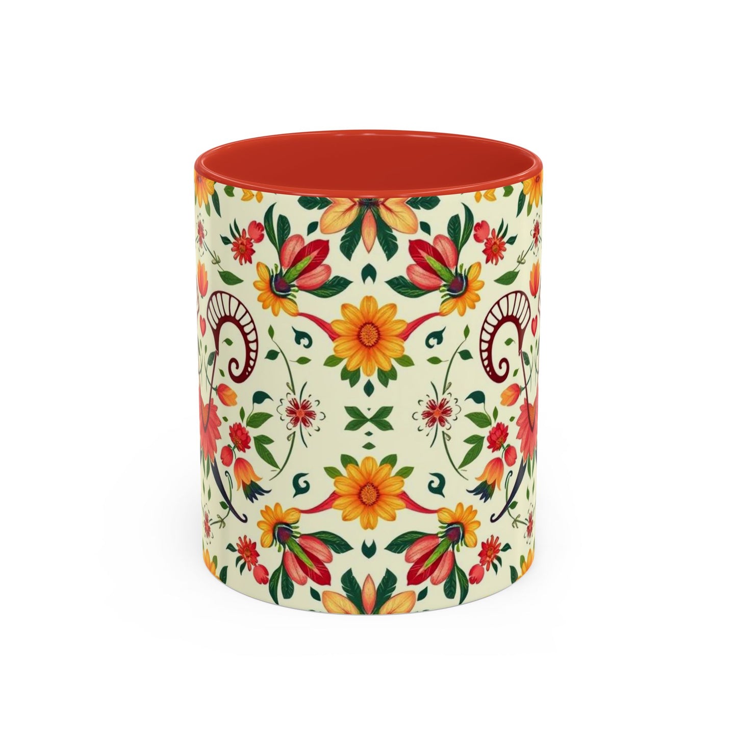 Accent Coffee Mug, Aries, Zodiac, Flower Pattern, (11, 15oz)