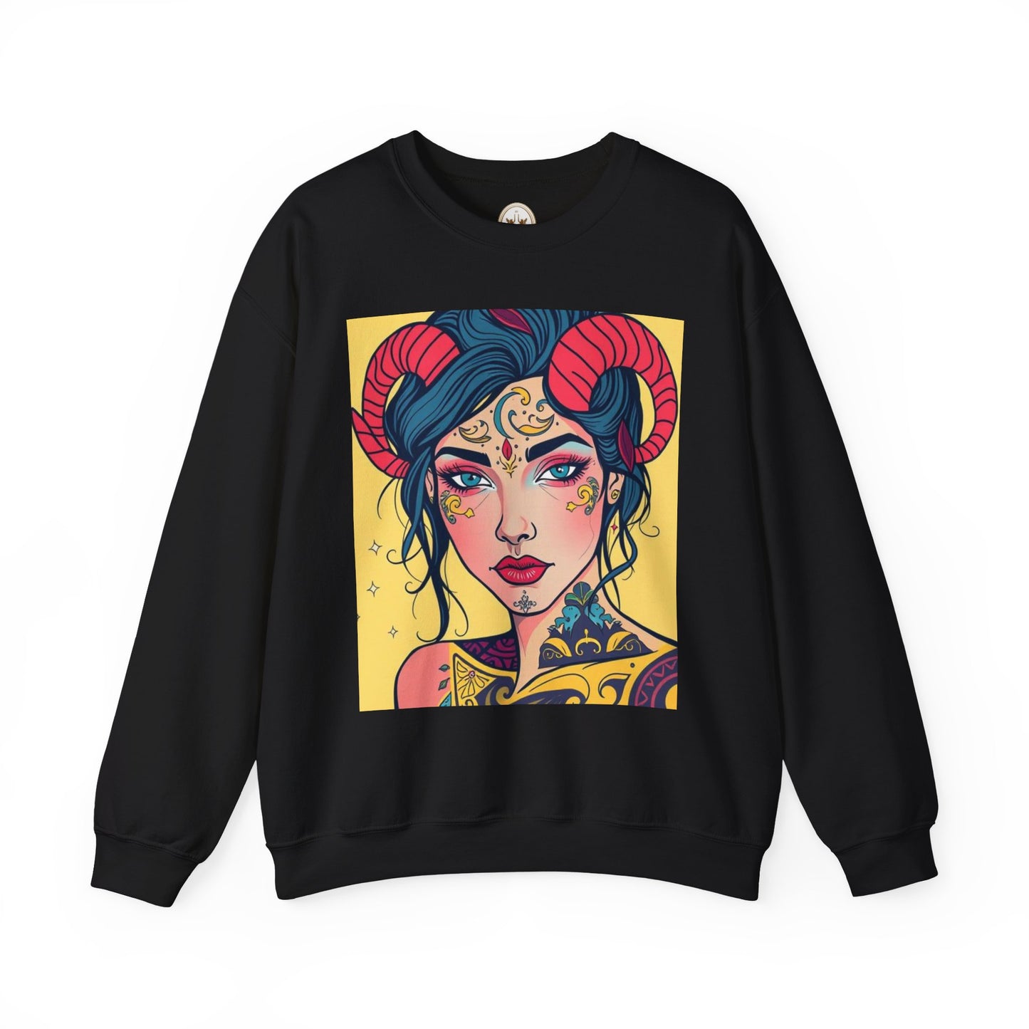 Unisex Heavy Blend™ Crewneck Sweatshirt, Aries, Zodiac v2, Sexy Pattern