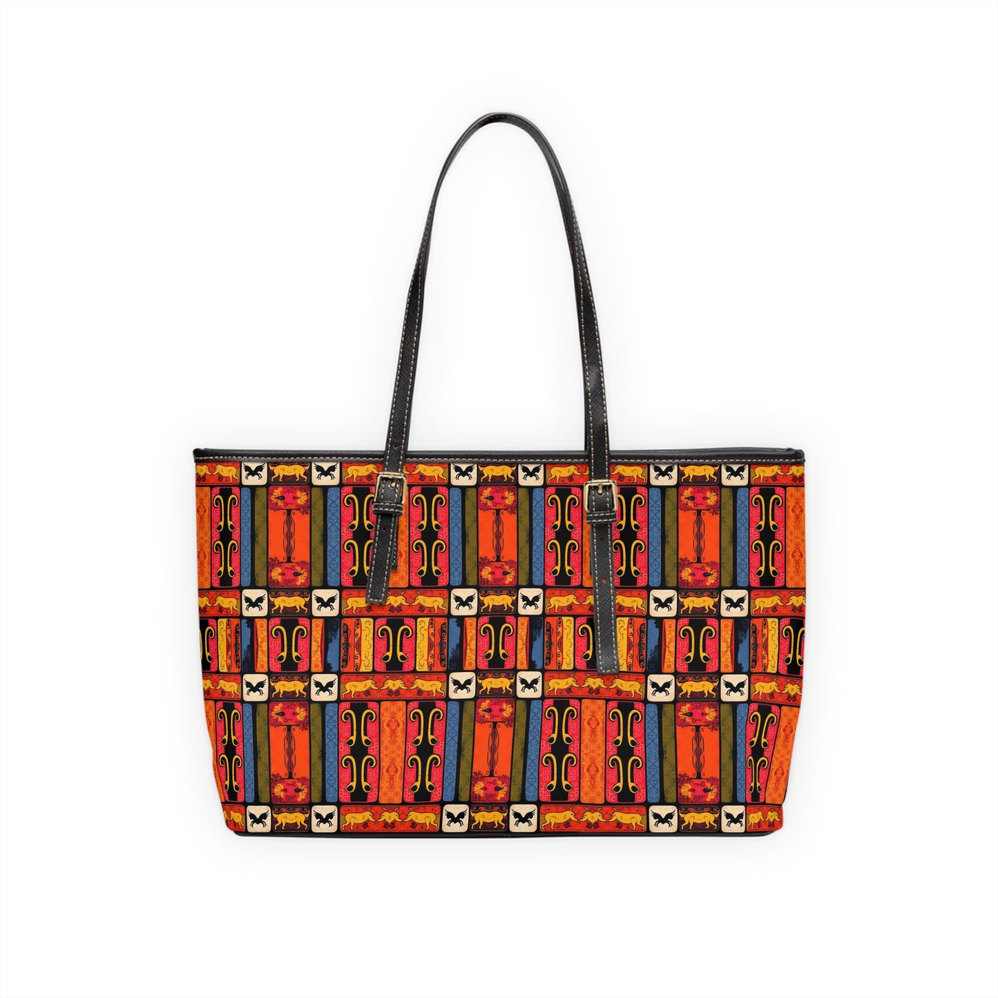 Leather Shoulder Bag, Virgo, Zodiac v2, Shapes Pattern