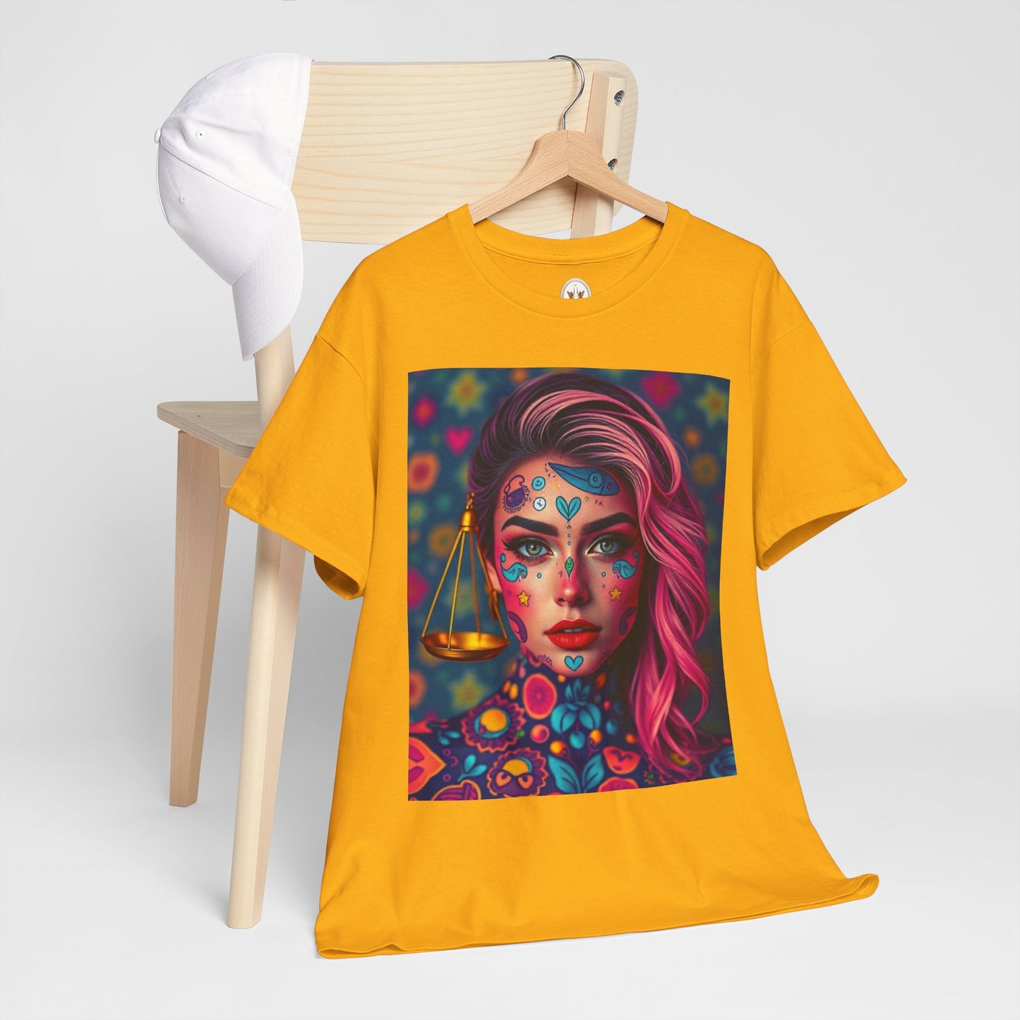 Unisex Heavy Cotton T-Shirt, Libra, Zodiac v2, Sexy Art