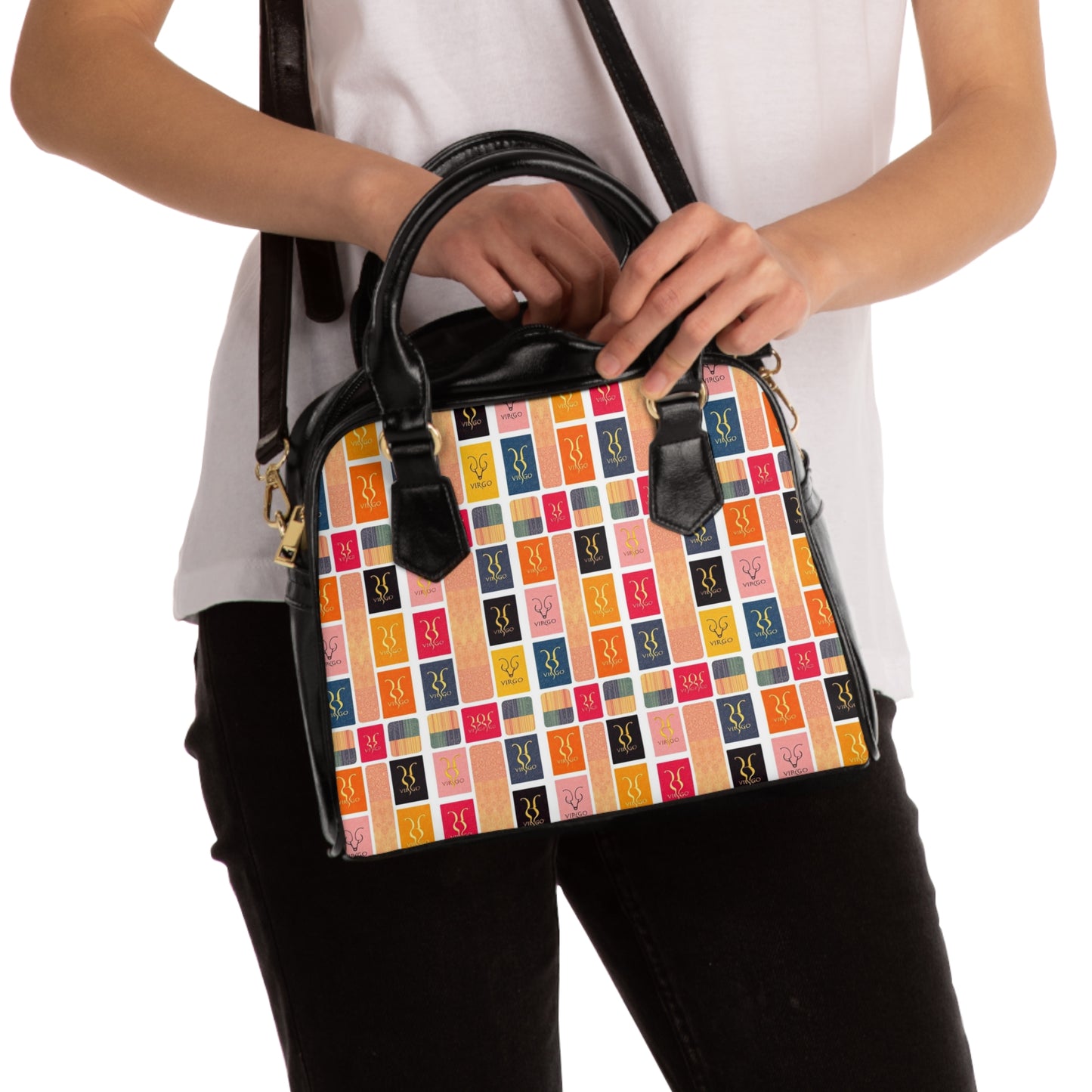 Shoulder Handbag, Virgo, Zodiac v1, Shapes Pattern