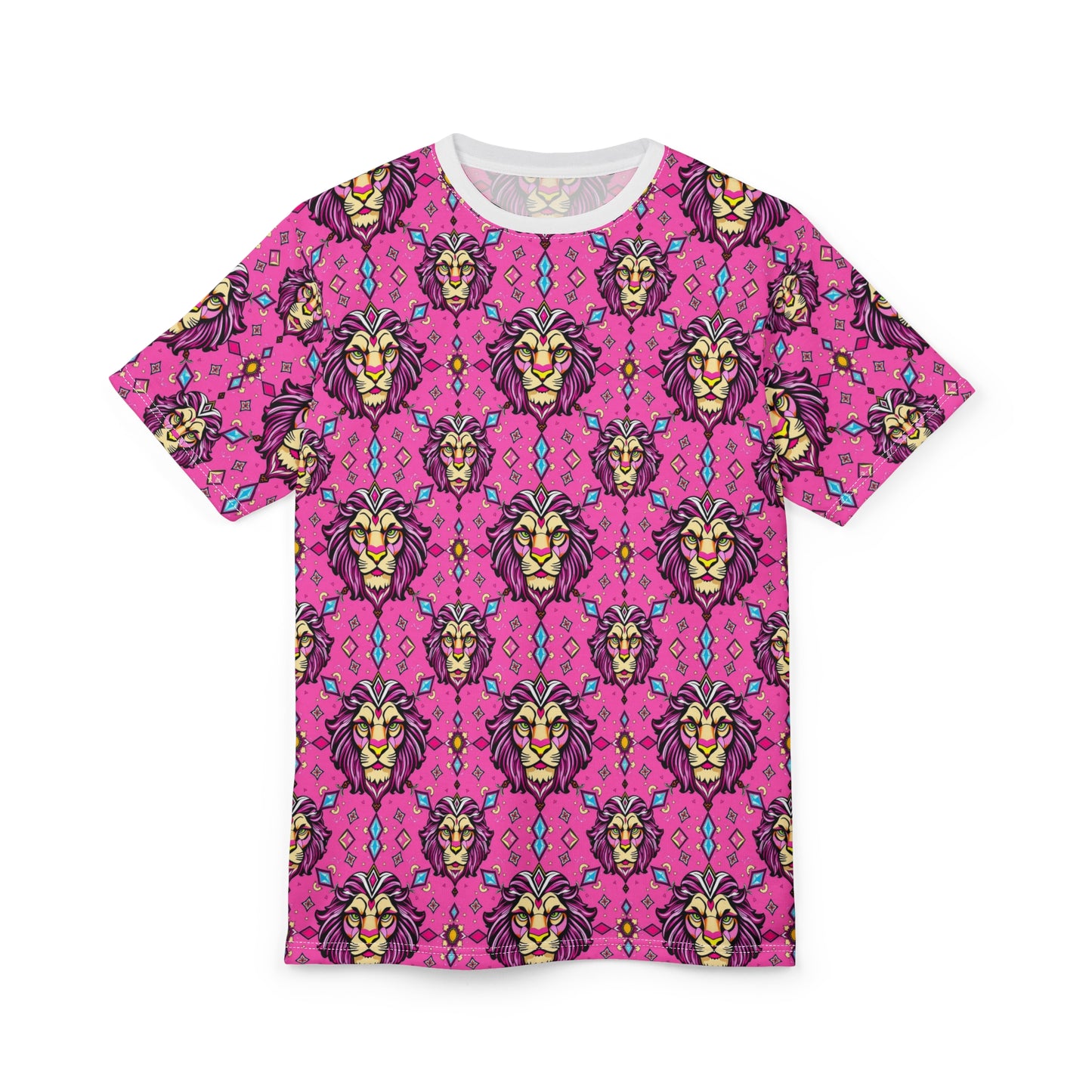 Unisex Cut & Sew T-Shirt, (AOP), Leo, Zodiac v3, Jewels Pattern