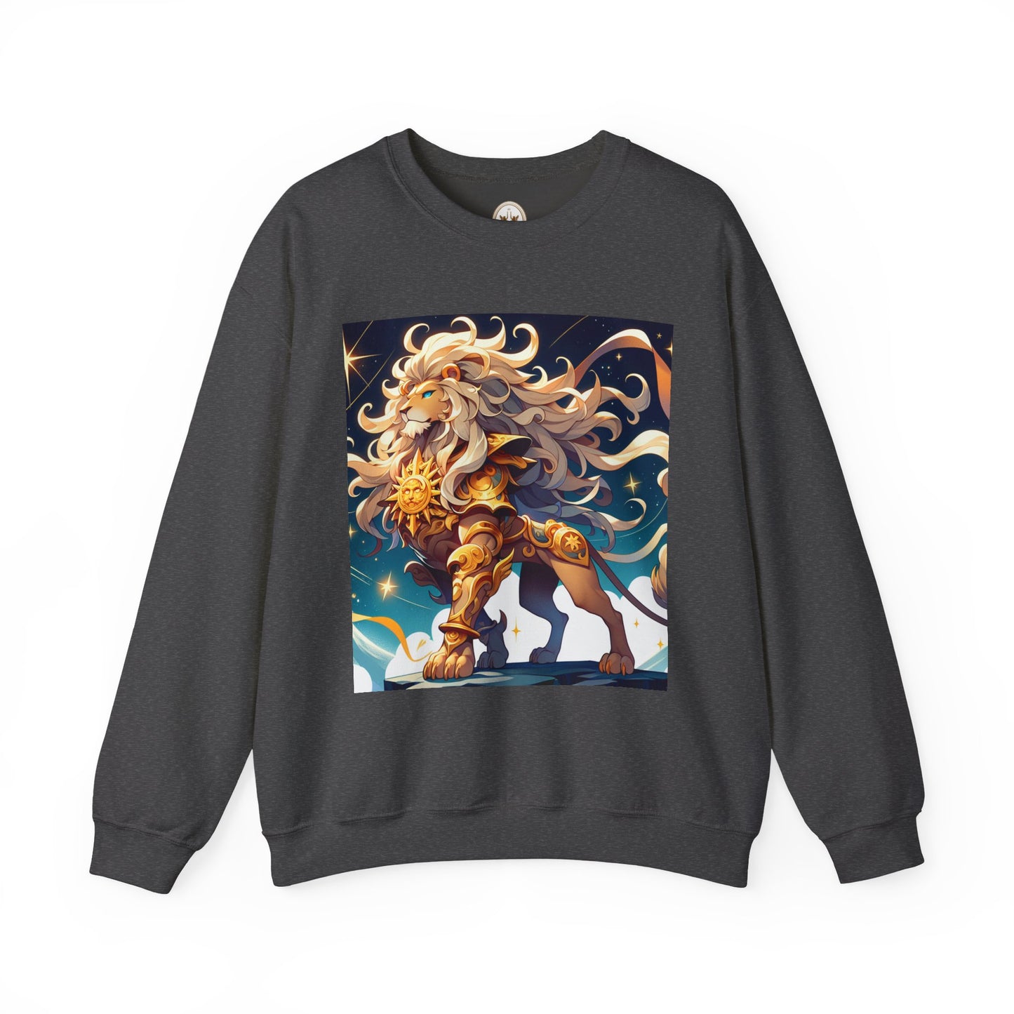 Unisex Heavy Blend™ Crewneck Sweatshirt,Cool Lion with White Hair, Leo Zodiac Design