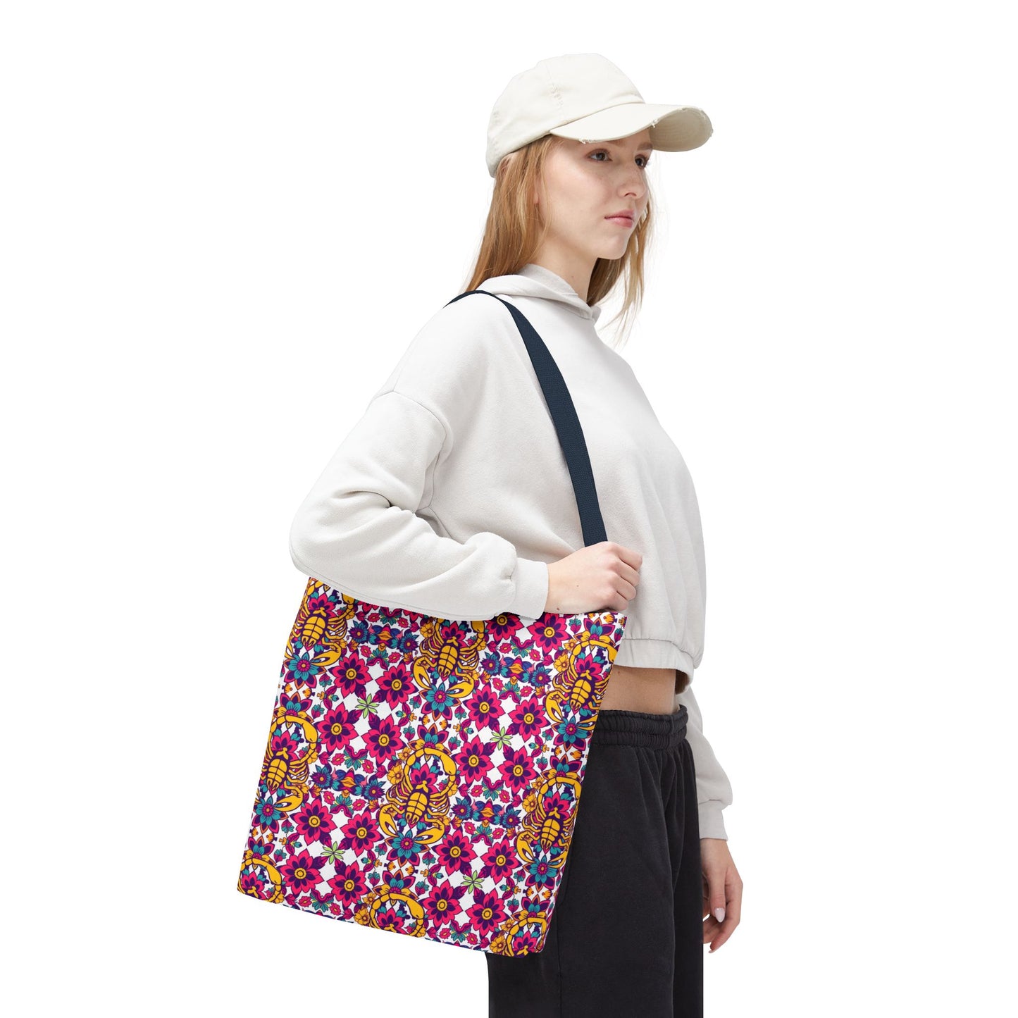 Tote Bag (AOP), Scorpio, Zodiac v1, Flower Pattern