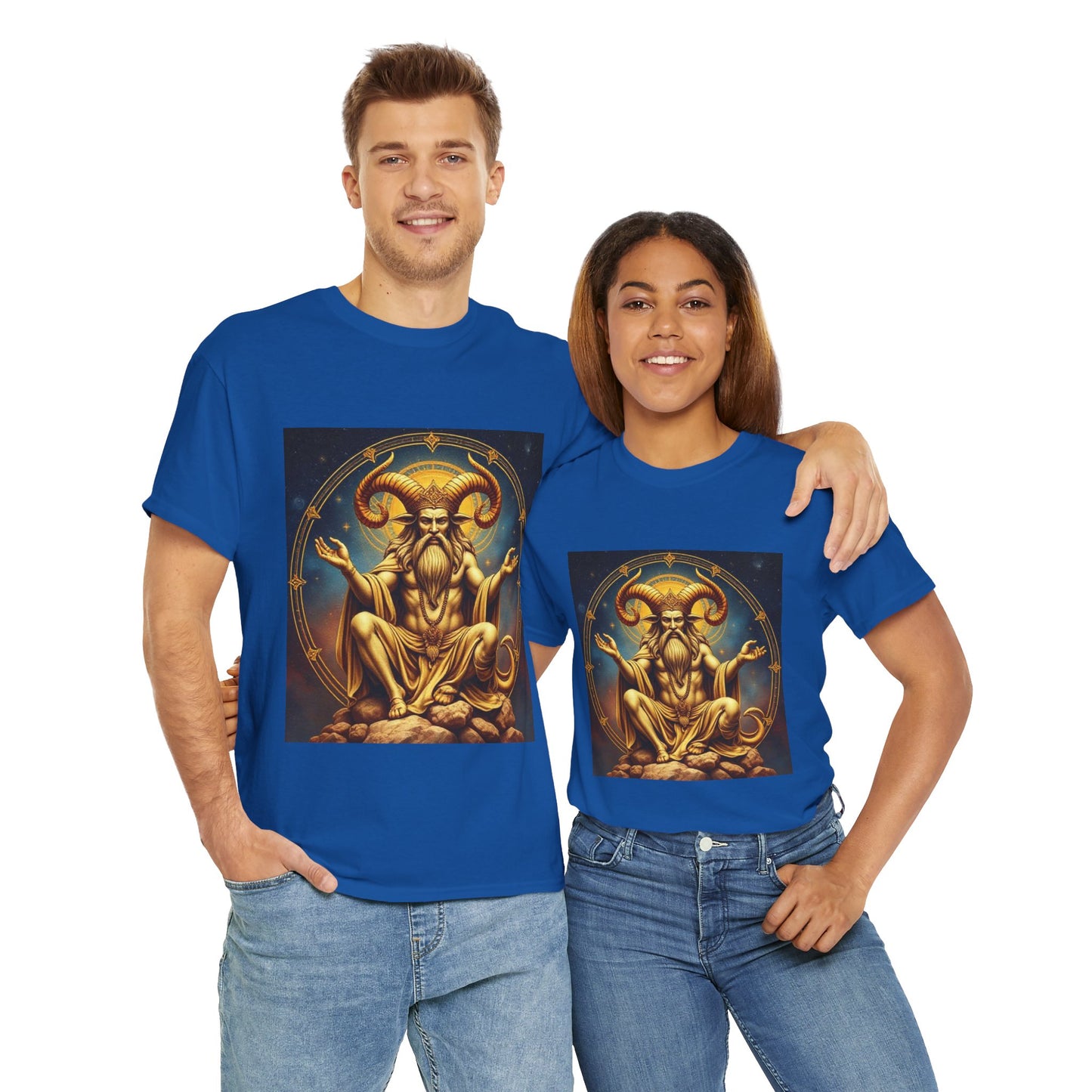 Unisex Heavy Cotton T-Shirt, On The Throne, Taurus Zodiac Design