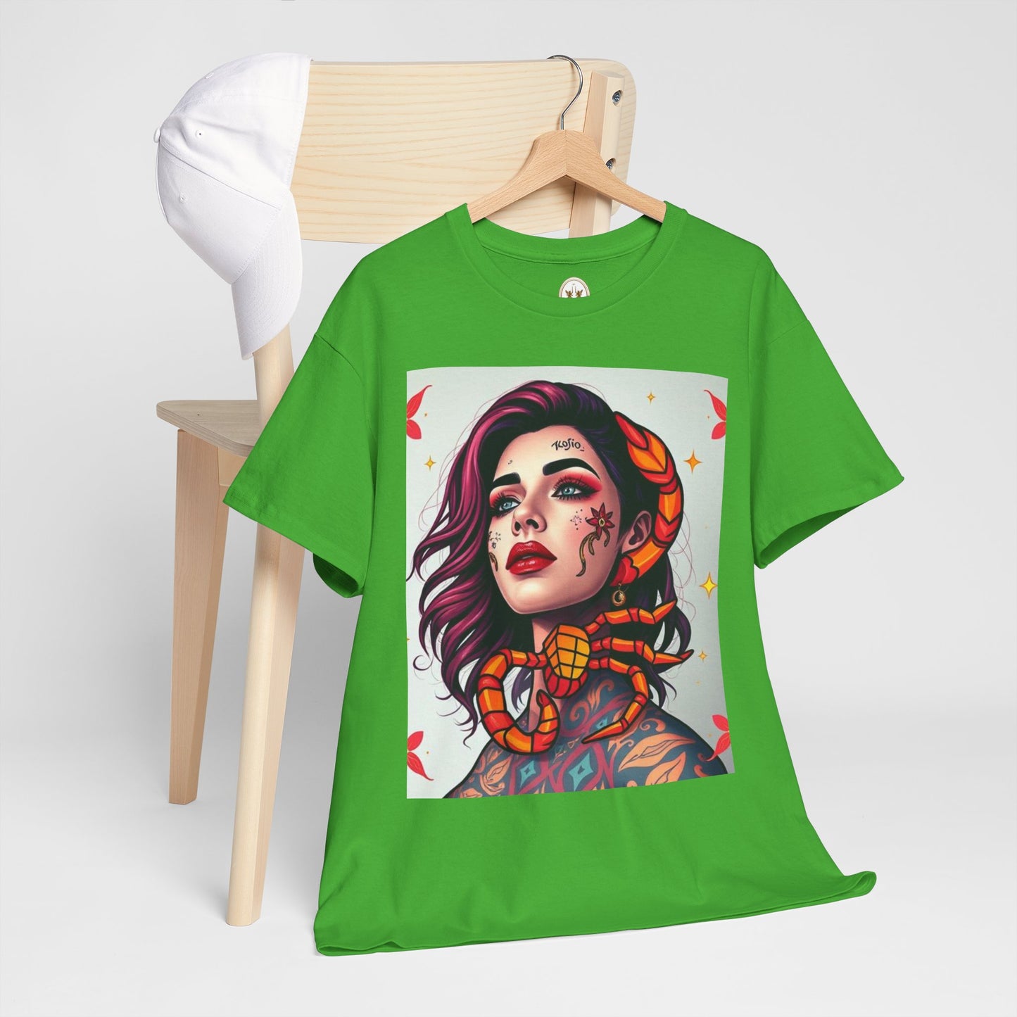 Unisex Heavy Cotton T-Shirt, Scorpio, Zodiac v3, Sexy Art