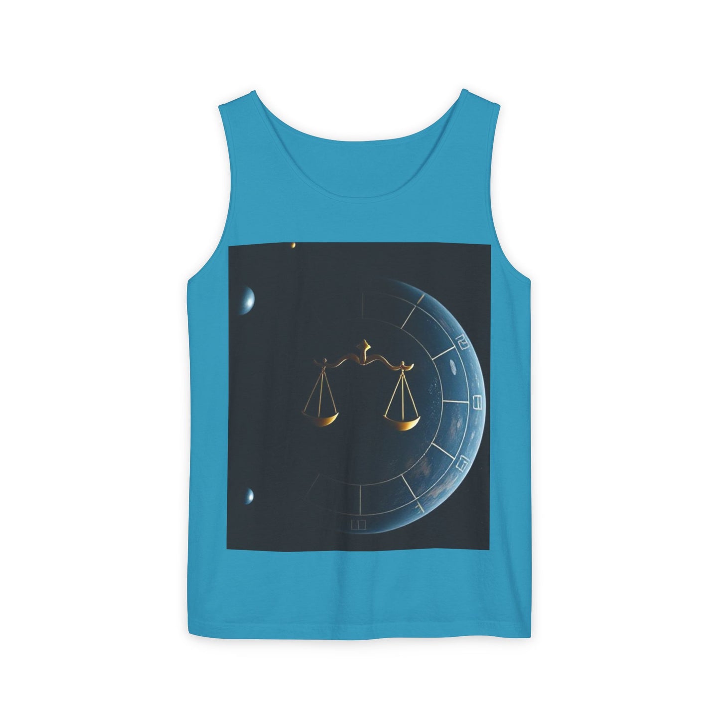 Unisex Garment-Dyed, Tank Top, Libra Design, Space Scale, 100% US cotton