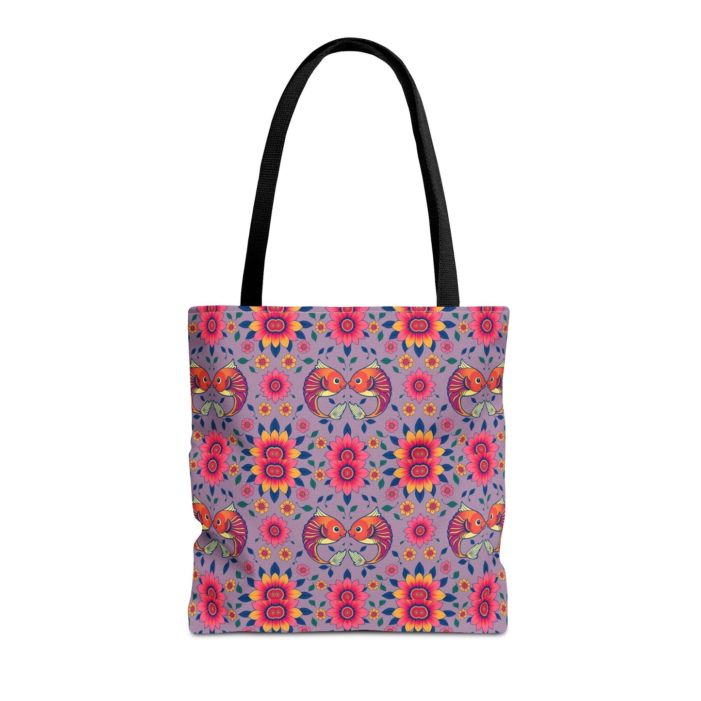 Tote Bag (AOP), Pisces, Zodiac v2, Flower Pattern