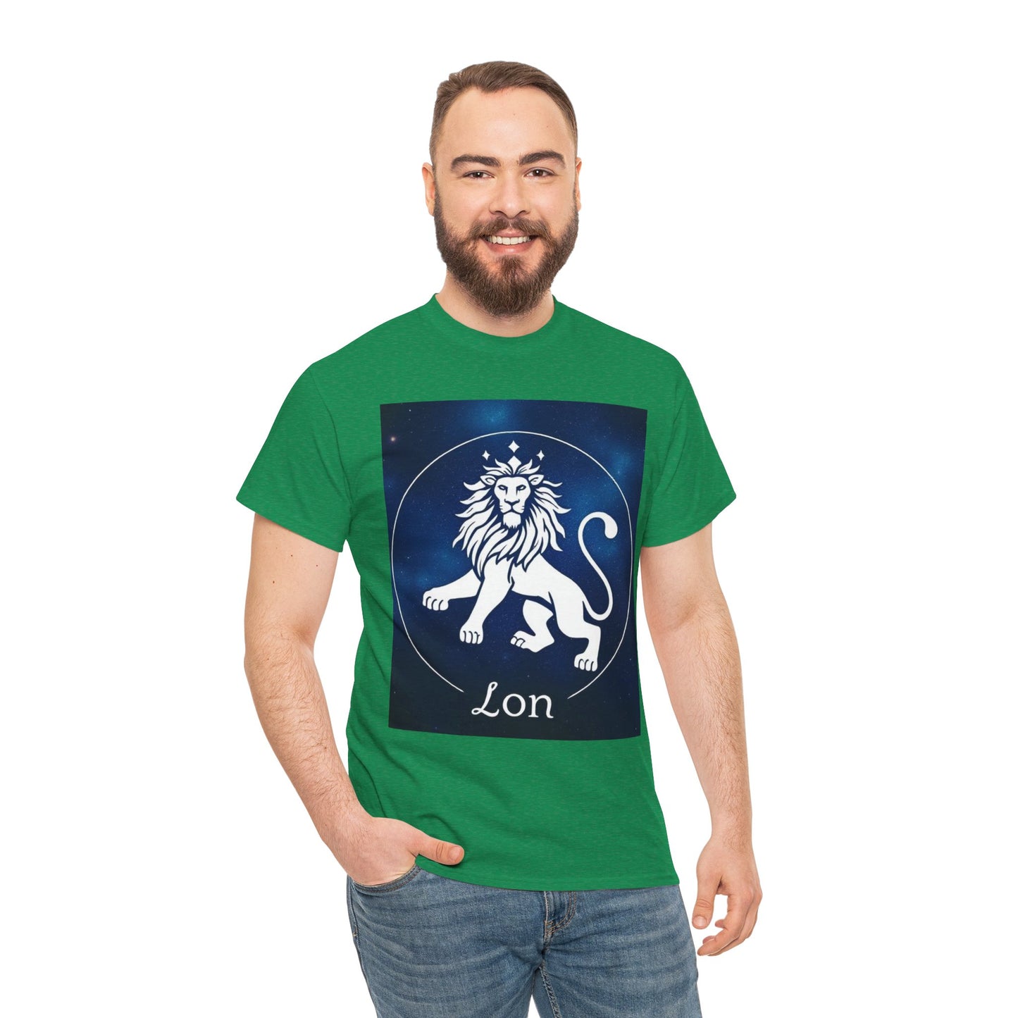 Unisex Heavy Cotton T-Shirt, Space Lion, Leo Zodiac Design