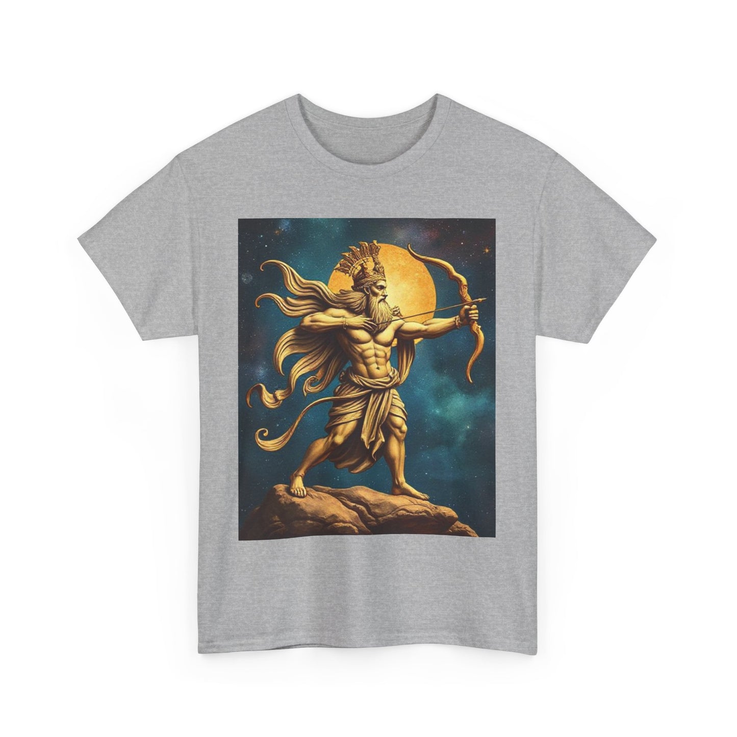 Unisex Heavy Cotton T-Shirt, Midnight Arrow, Sagittarius Zodiac Design
