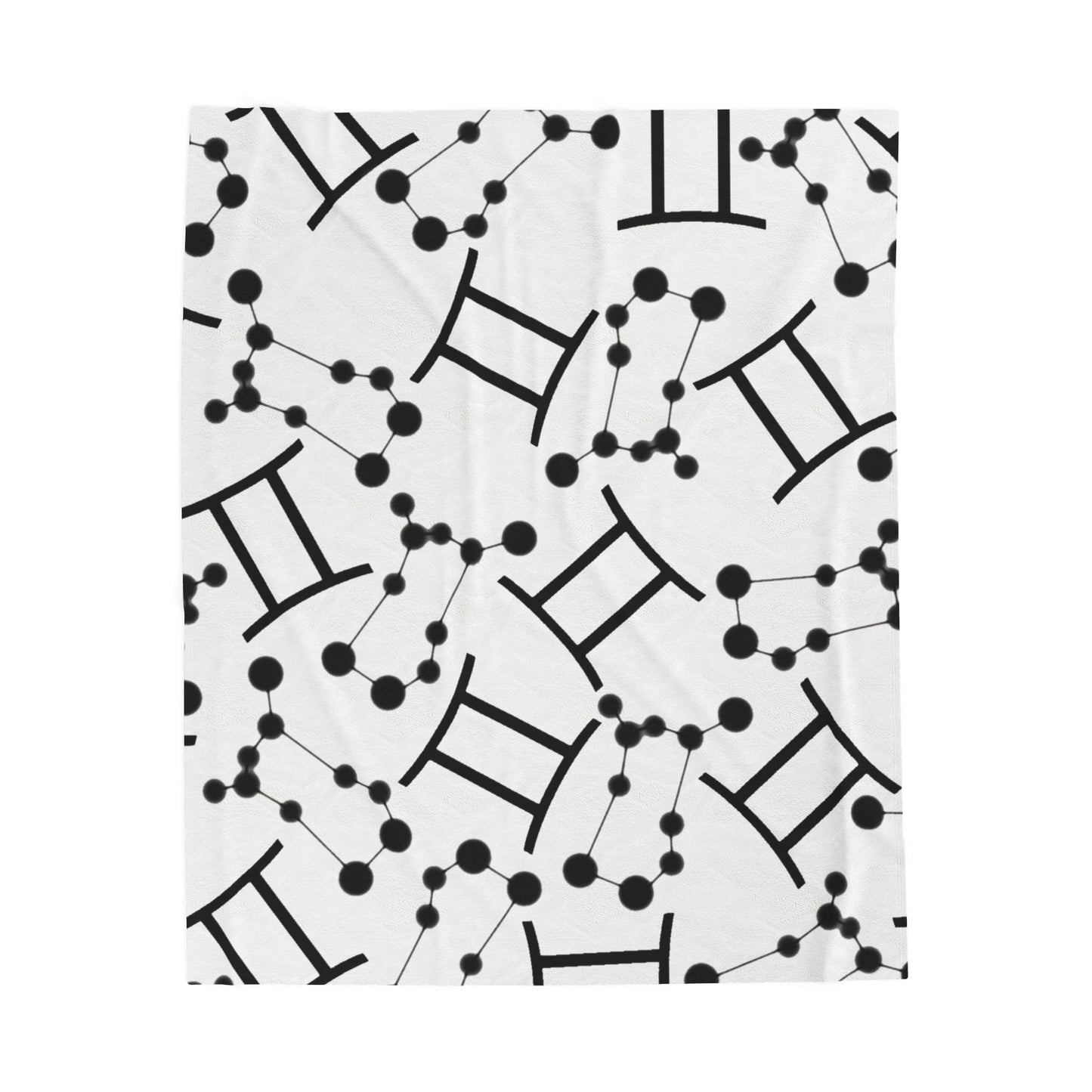 Velveteen Plush Blanket, Gemini Zodiac Sign, Constellation & Symbol, White, 100% polyester
