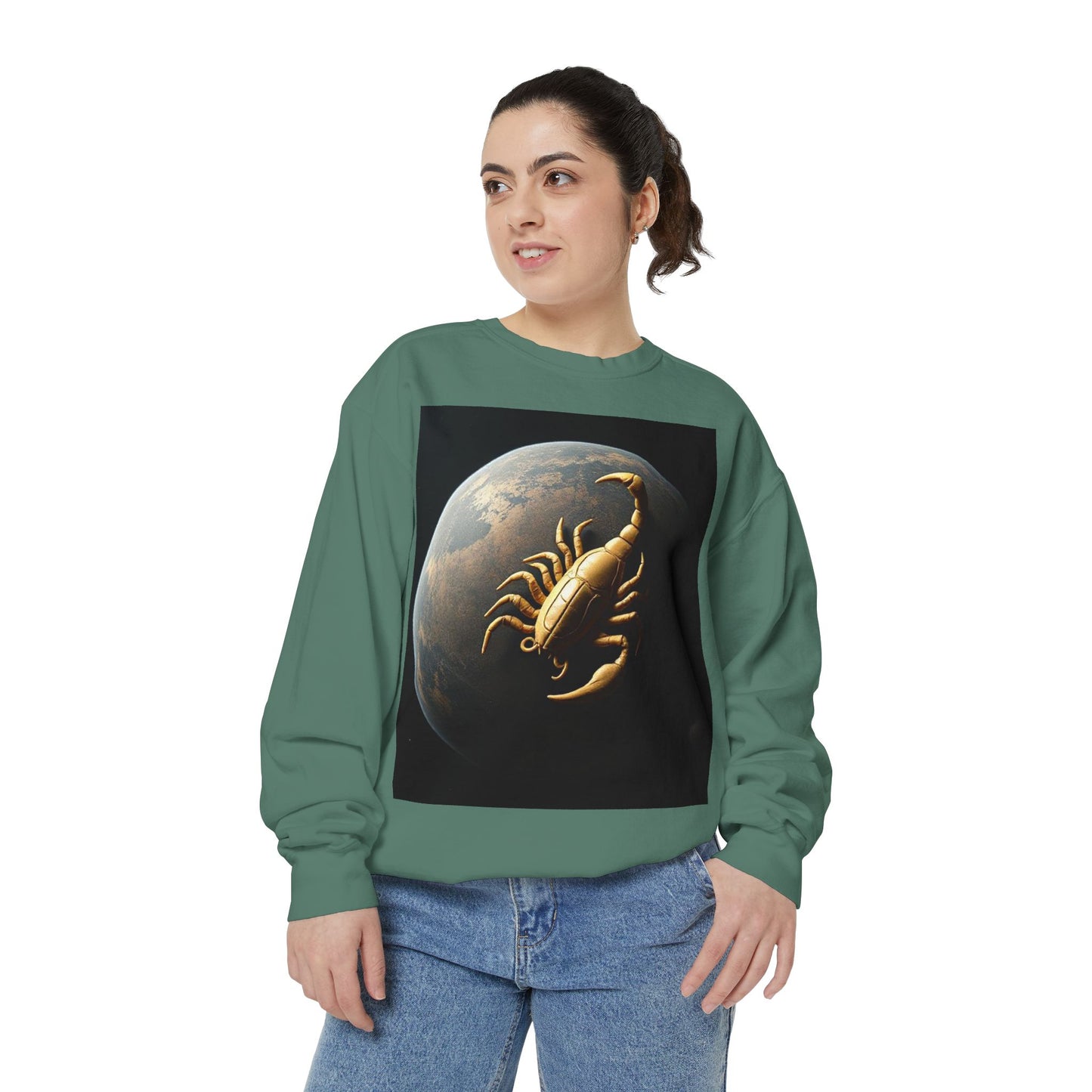 Garment-Dyed Sweatshirt, Unisex, Space Animal Design v1, Scorpio