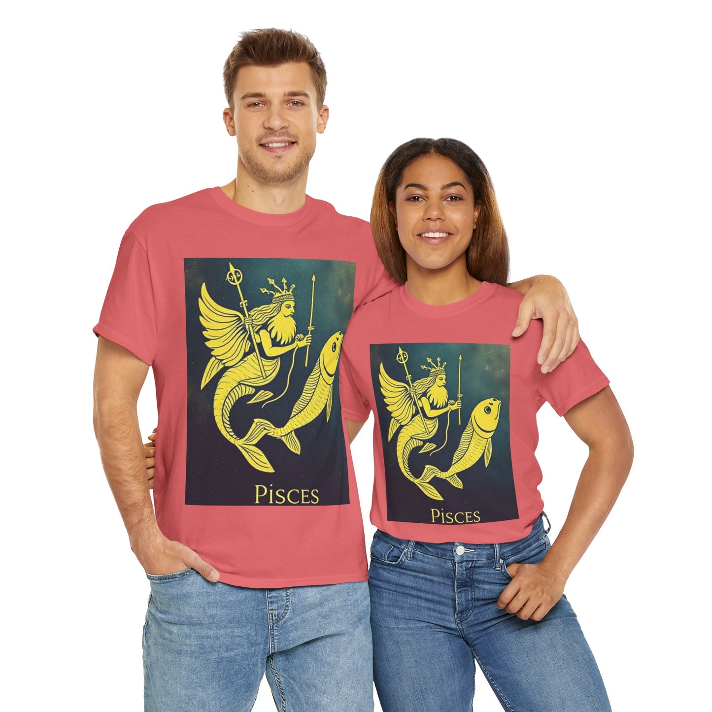 Unisex Heavy Cotton T-Shirt, Pisces Quuen v1, Zodiac Design