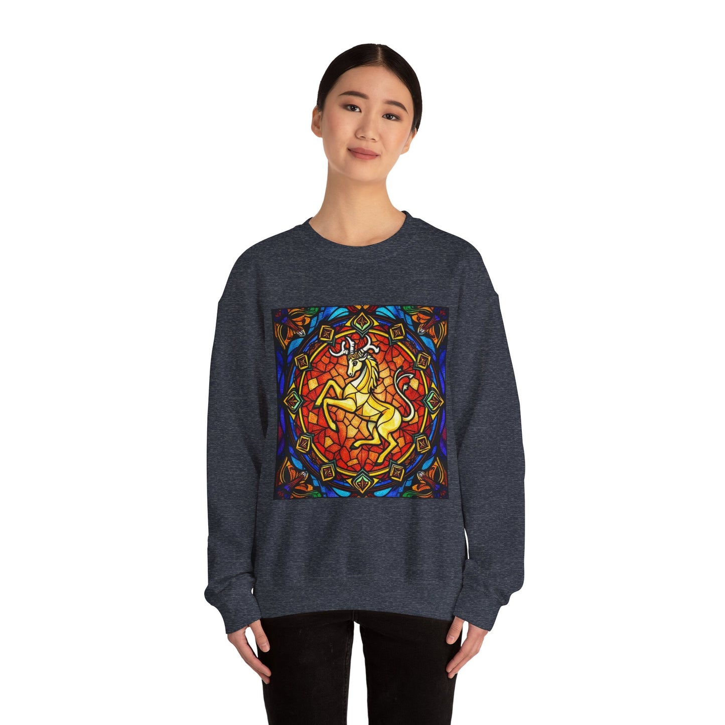 Unisex Heavy Blend™ Crewneck Sweatshirt, Glass 1, Capricorn Zodiac Design
