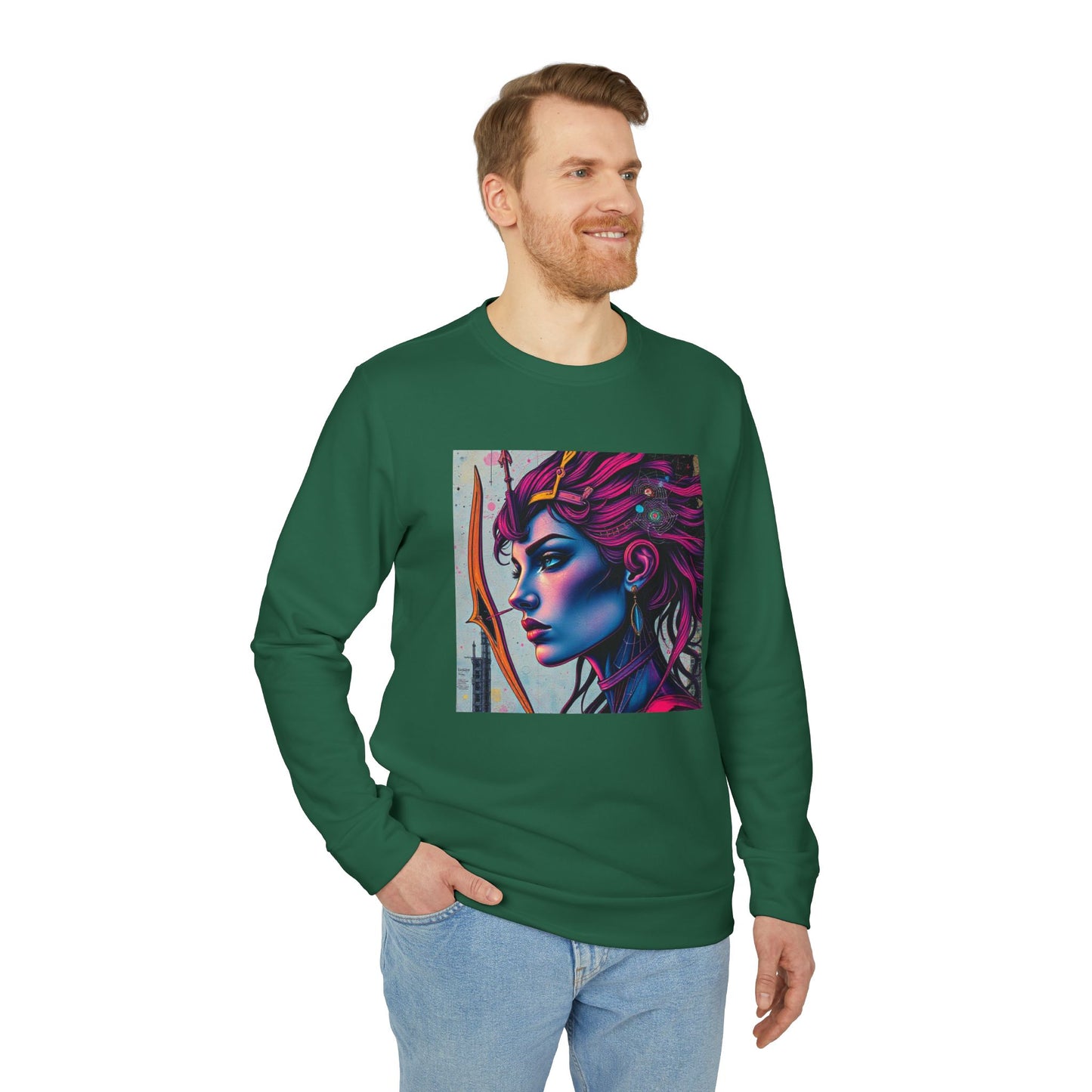Adidas, Unisex Fleece Crewneck Sweatshirt, Sagittarius, Pop Art v1, Zodiac
