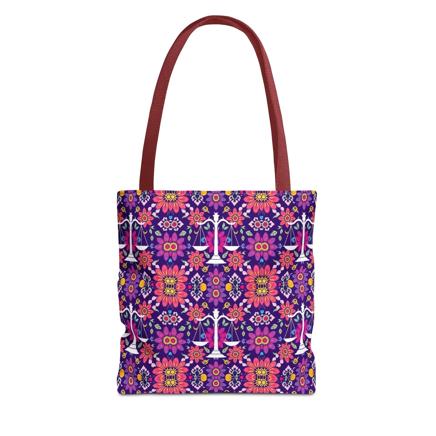 Tote Bag, (AOP), Libra, Zodiac v2, Flower Pattern