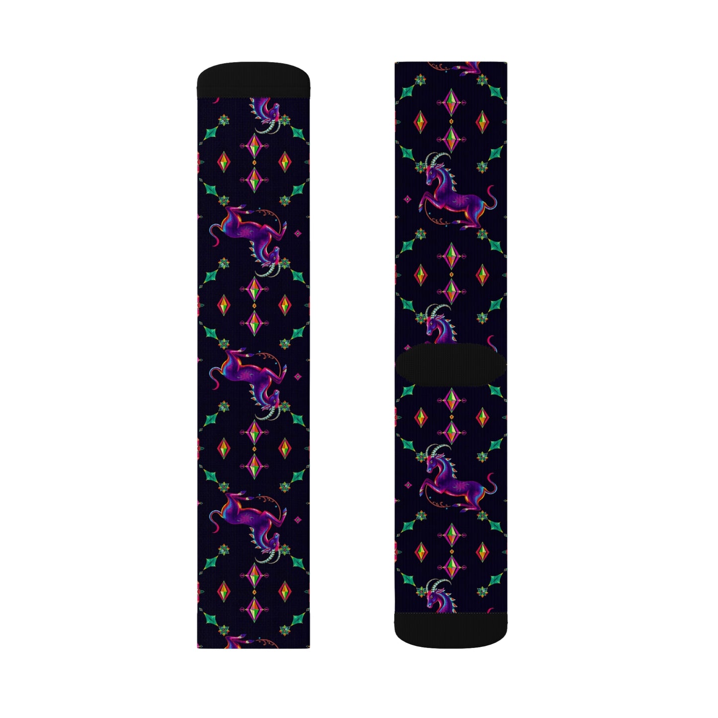 Sublimation Socks, Capricorn, Zodiac v3, Jewel Pattern