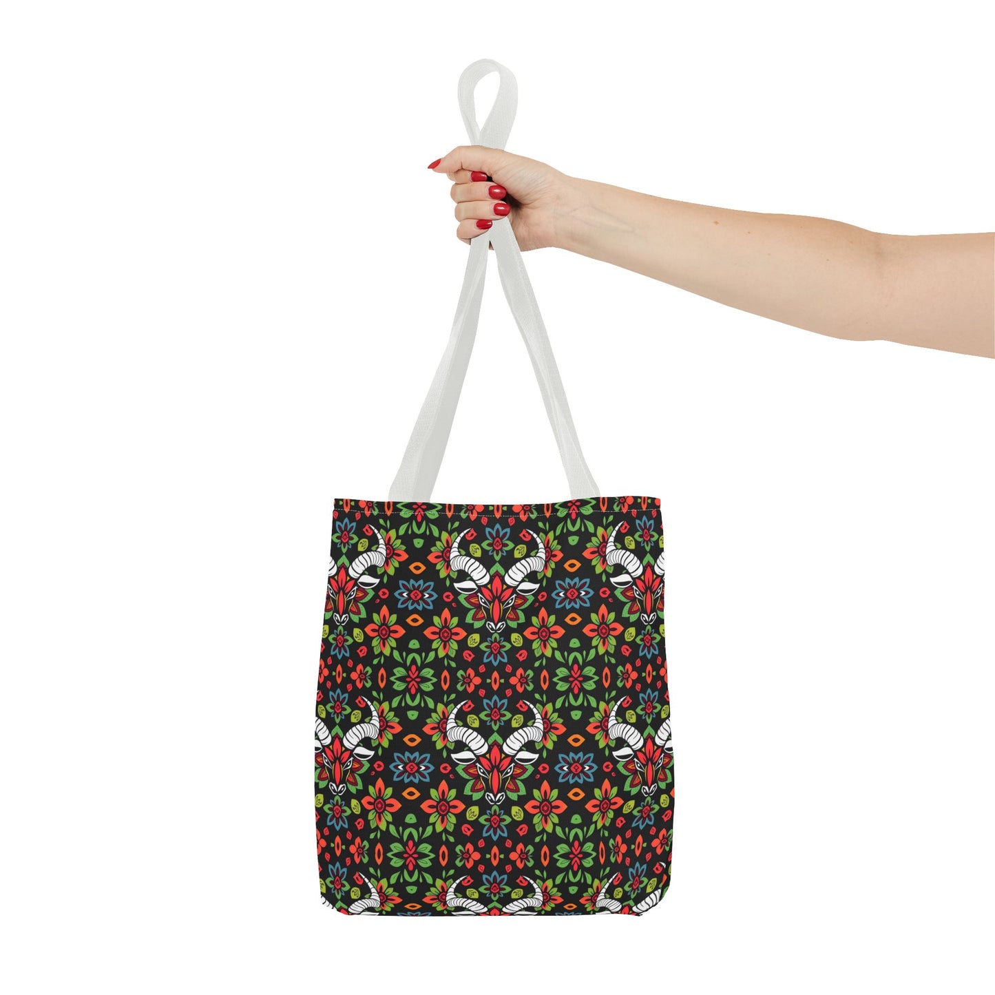 Tote Bag (AOP), Taurus, Zodiac v1, Flower Pattern