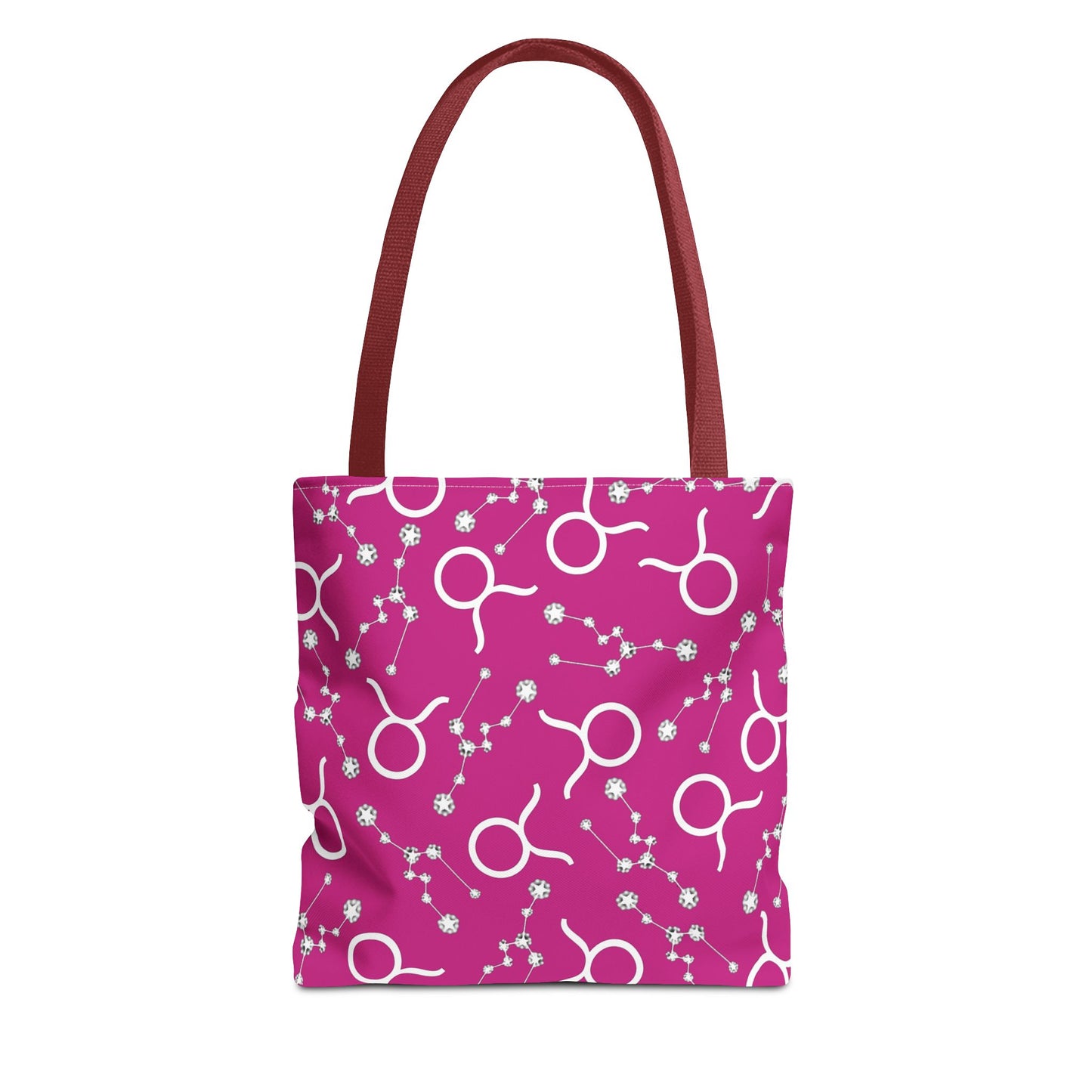 Tote Bag, Taurus Zodiac Sign, AOP, (Pink, White)