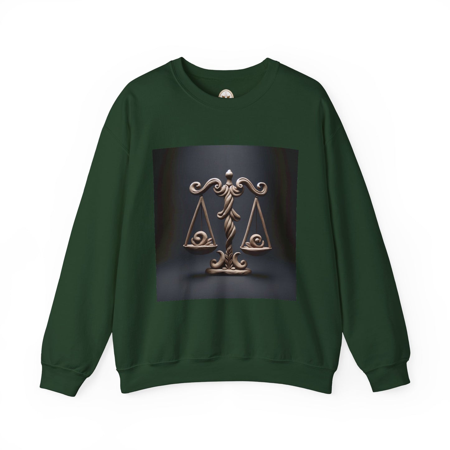 Unisex Heavy Blend™ Crewneck Sweatshirt, Brown Scale, Libra Zodiac Design