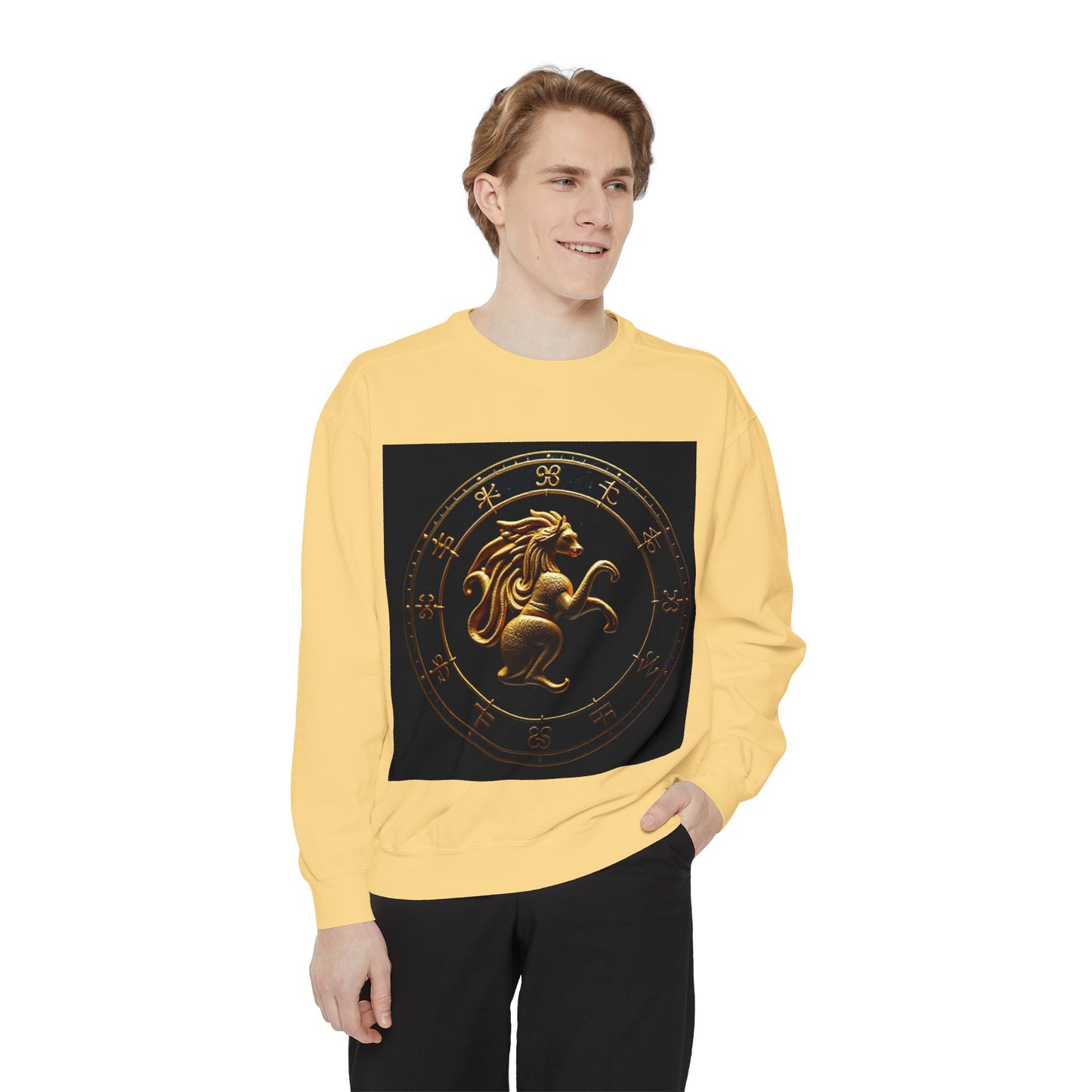 Garment-Dyed Sweatshirt, Unisex, Space Animal Design v1, Virgo