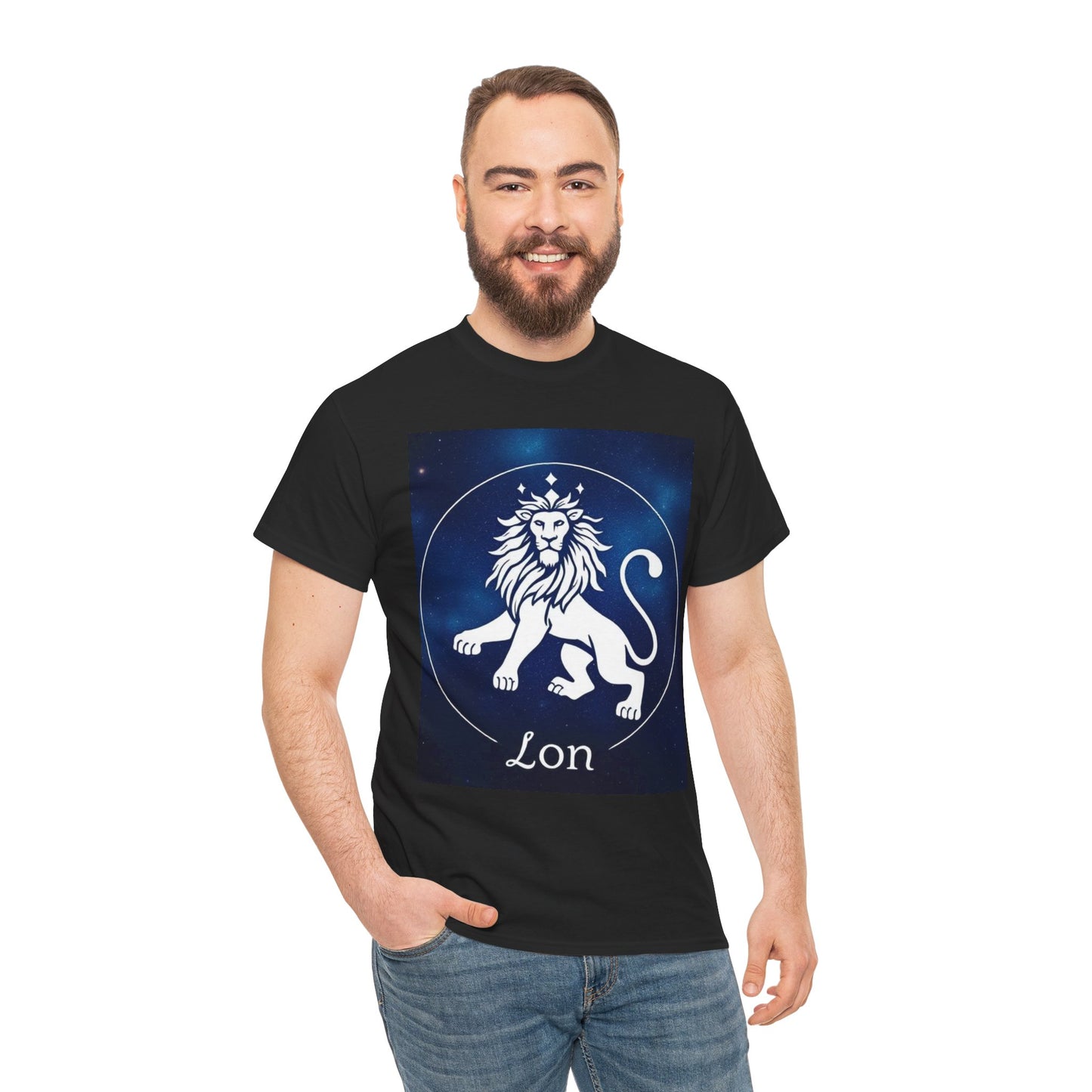 Unisex Heavy Cotton T-Shirt, Space Lion, Leo Zodiac Design