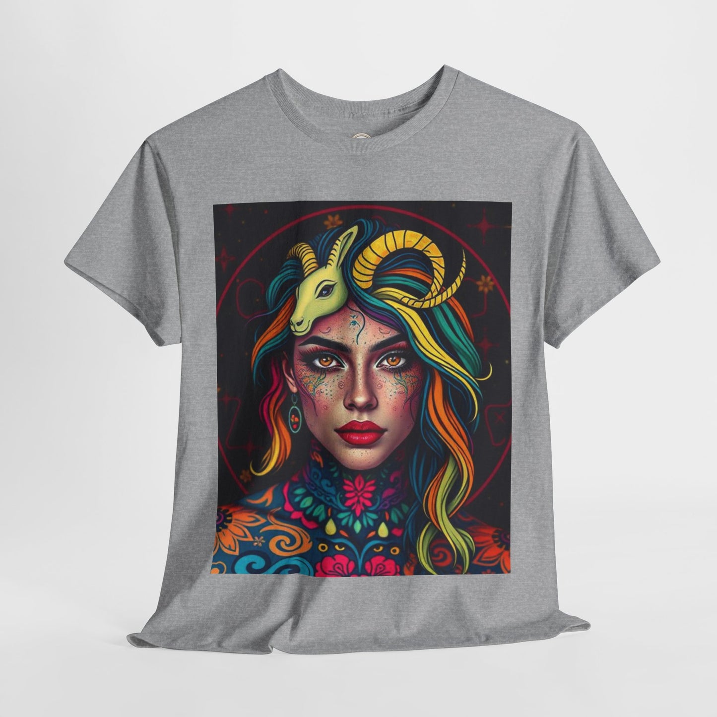 Unisex Heavy Cotton T-Shirt, Capricorn, Zodiac v2, Sexy Art