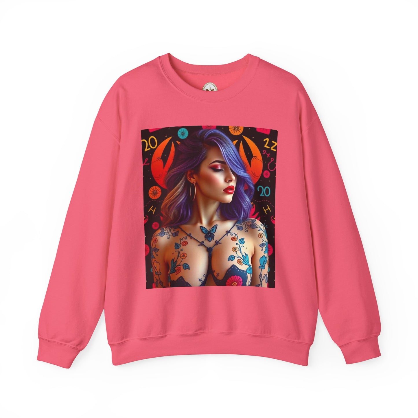 Unisex Heavy Blend™ Crewneck Sweatshirt, Cancer, Zodiac v3, Sexy Pattern