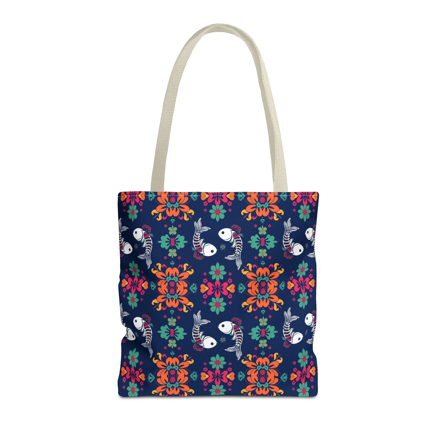 Tote Bag (AOP), Pisces, Zodiac, Flower Pattern